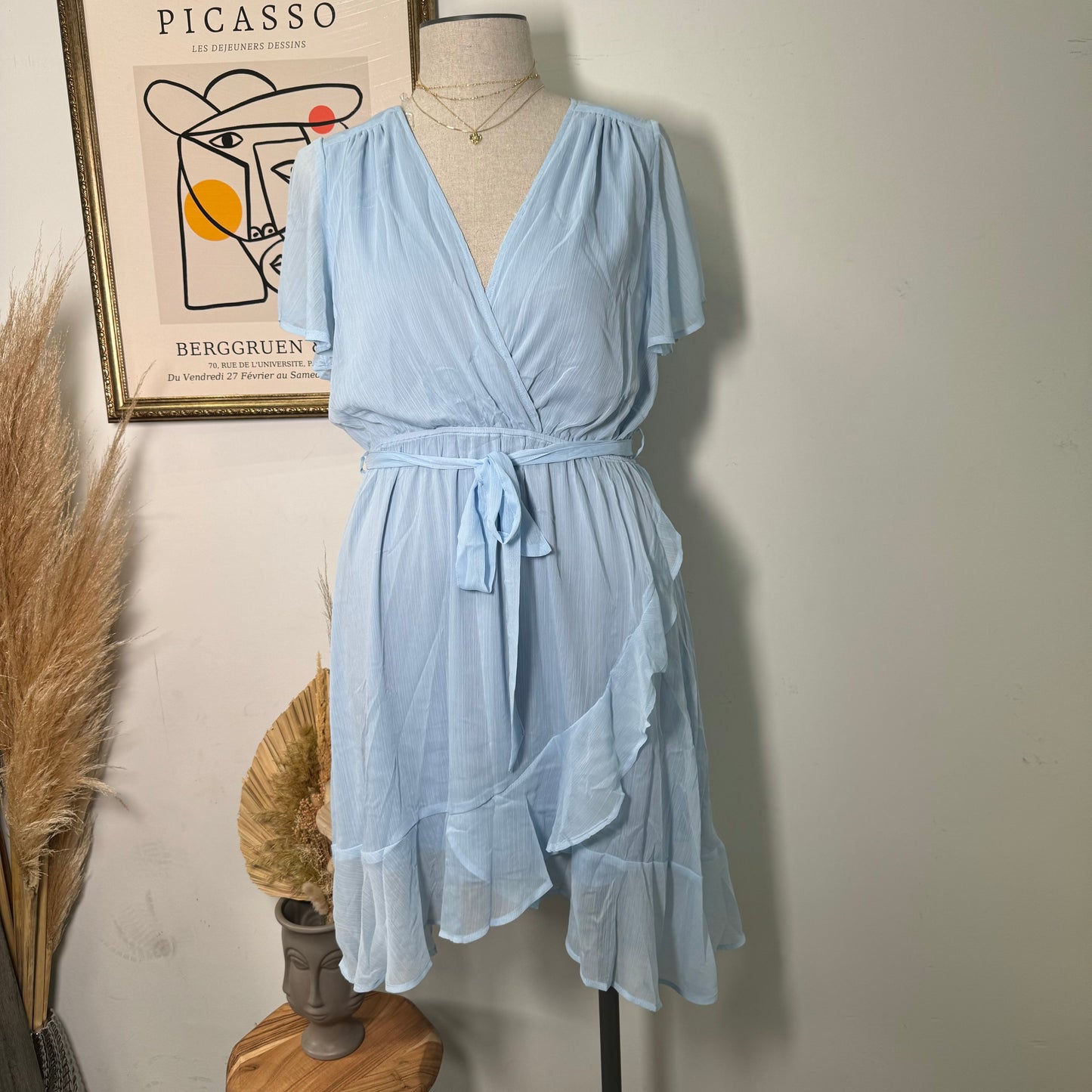 Spring Plus size Dress-Blue
