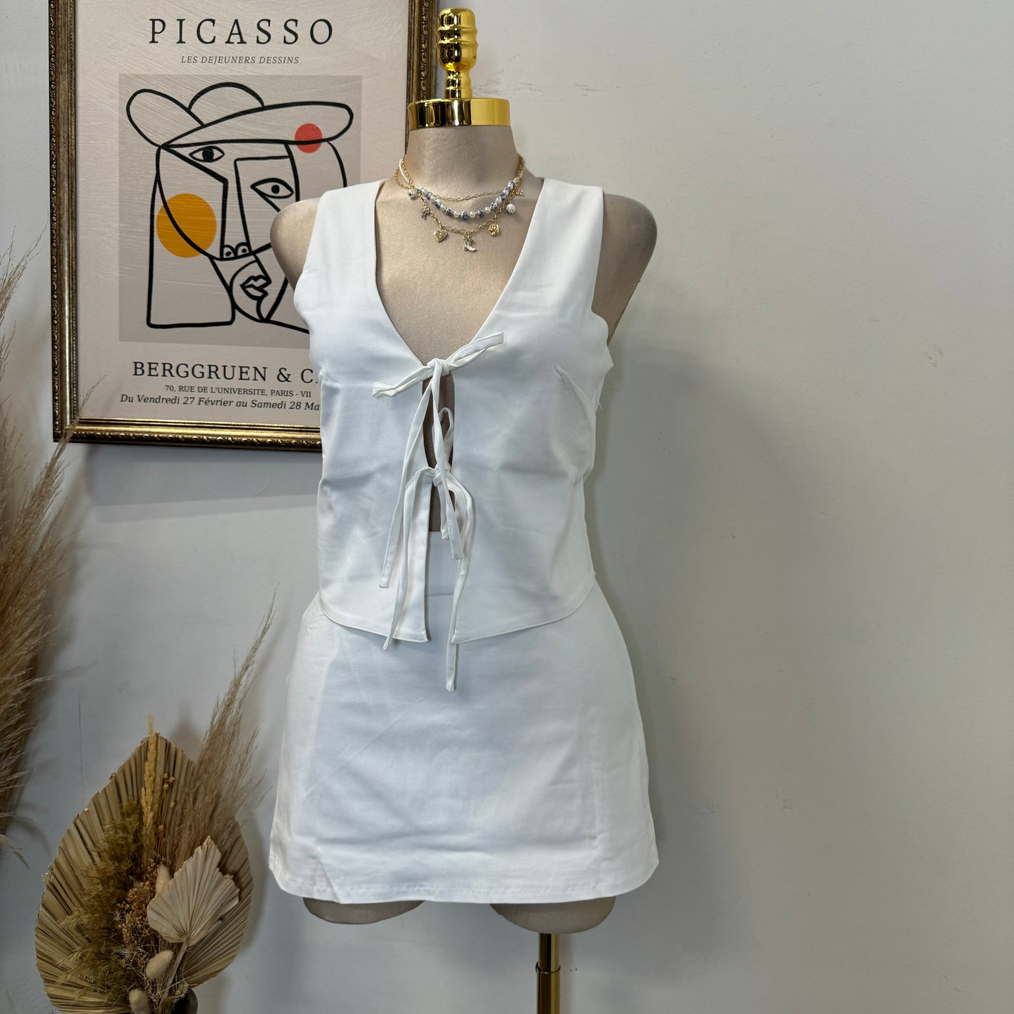 Ozi Skirt Set-White