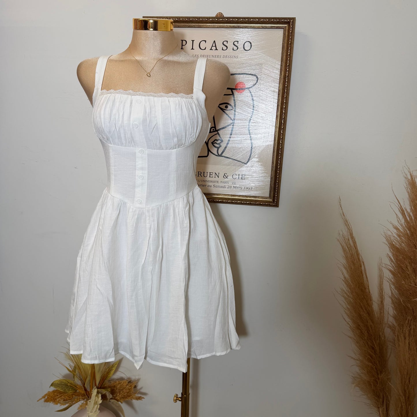 Corset Mini Dress-Off White