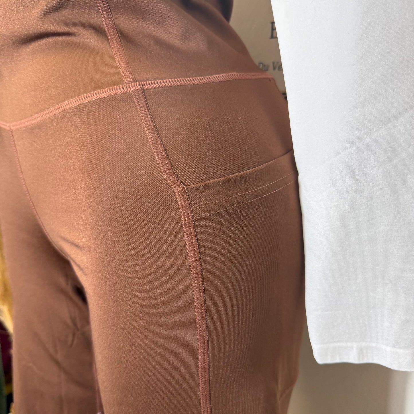 Wide Leg Flare Active yoga Legging Pants-Brown