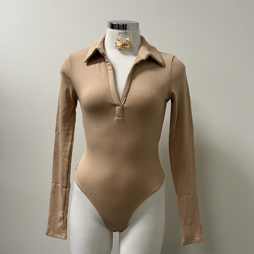 Vero Ribbed Bodysuit -Beige