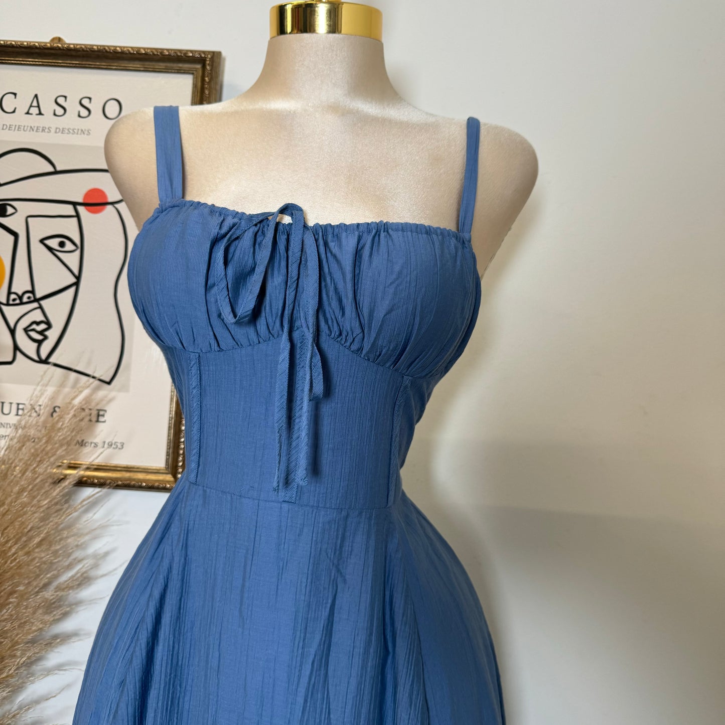 Picnic Corset Dress-Blue