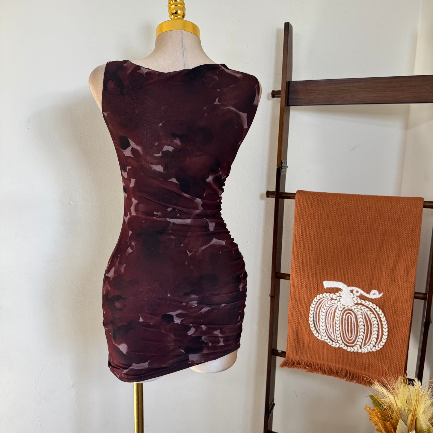 One shoulder Double Layered-Brown
