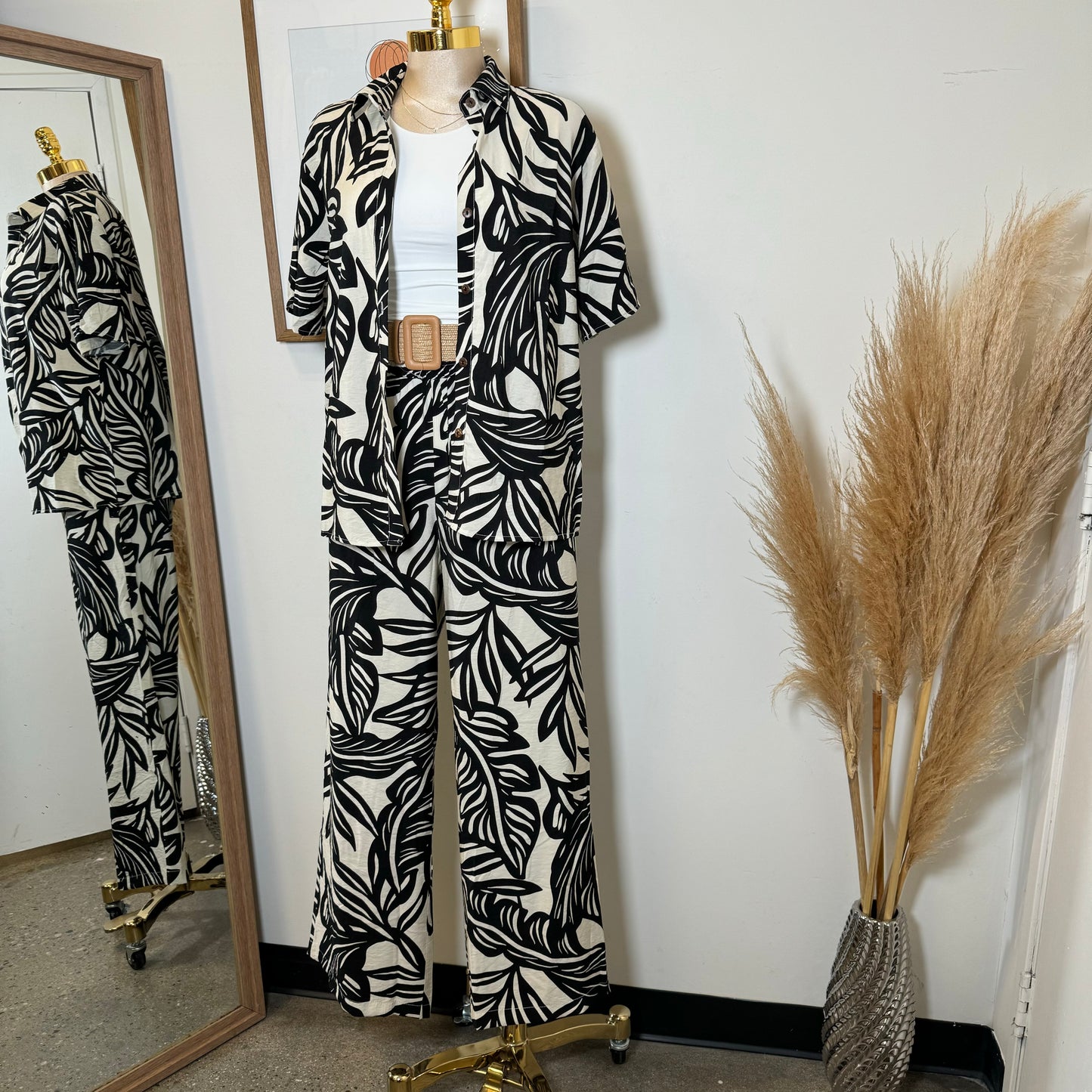 Cancun Pant Two piece Set-Black/White