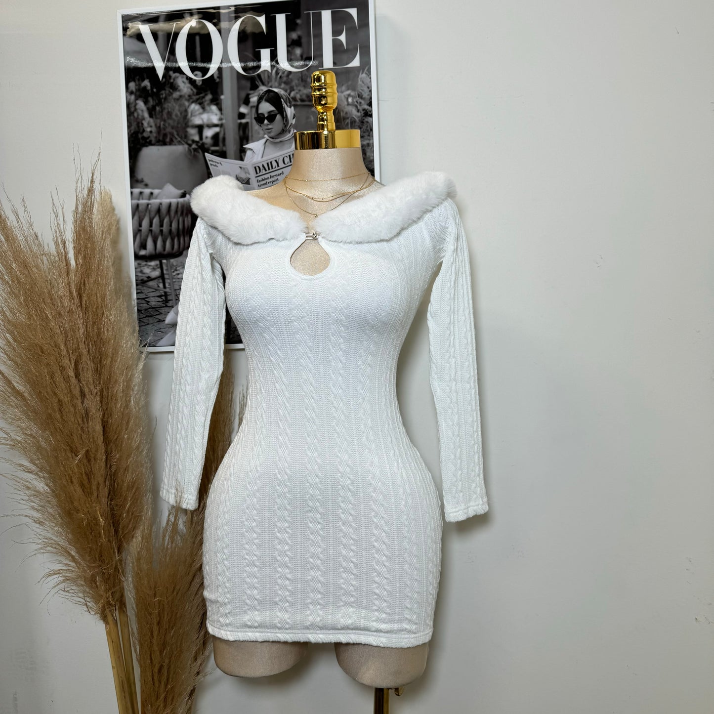 Reloj Long Sleeve Dress-White