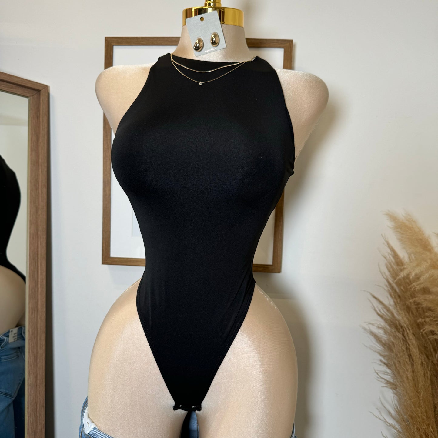 Contour Double Layered 90s Bodysuit-Black