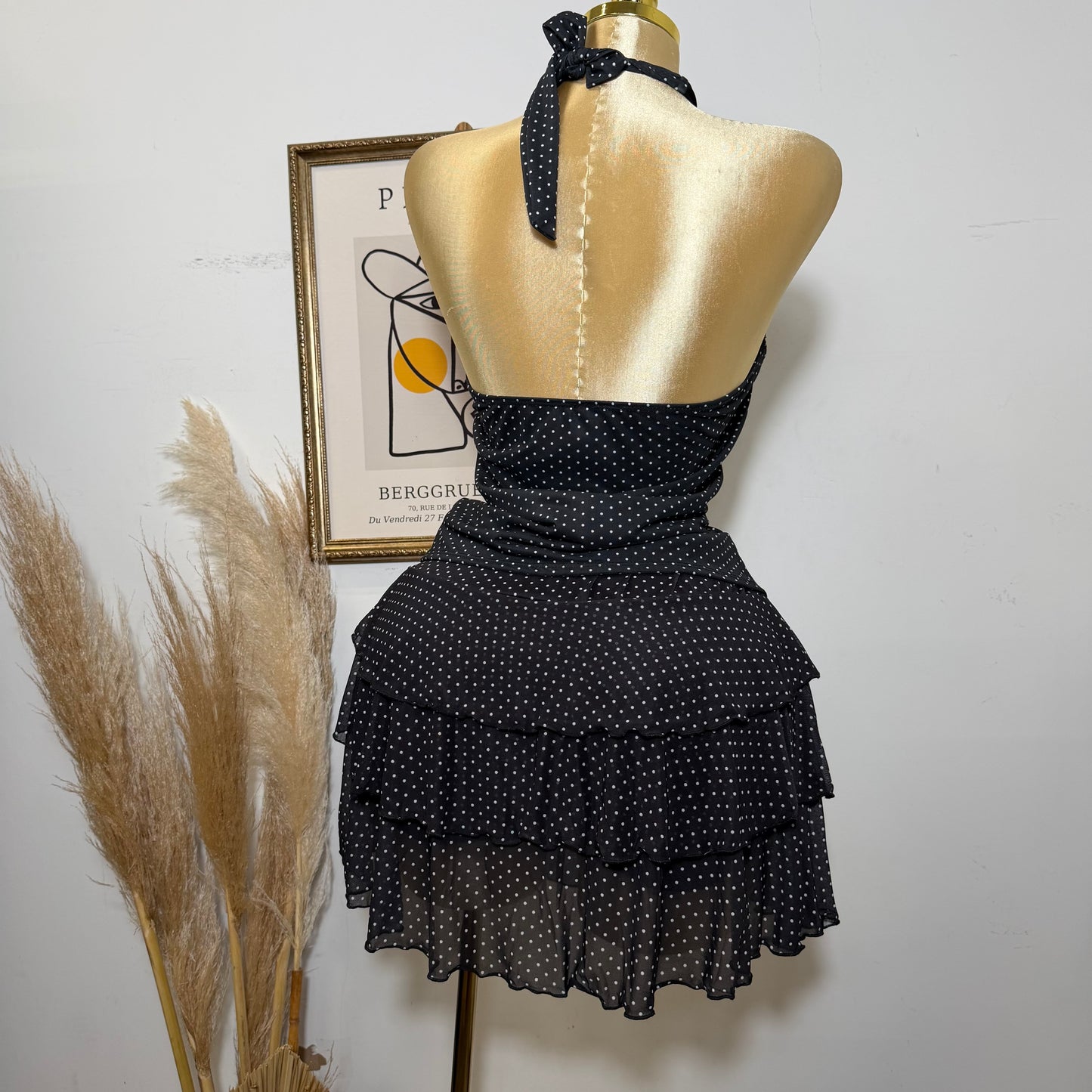 PL-Halter Polka Dot Top-Black
