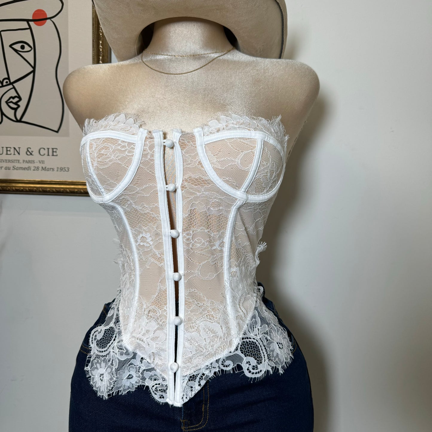 Lace Corset Top-White