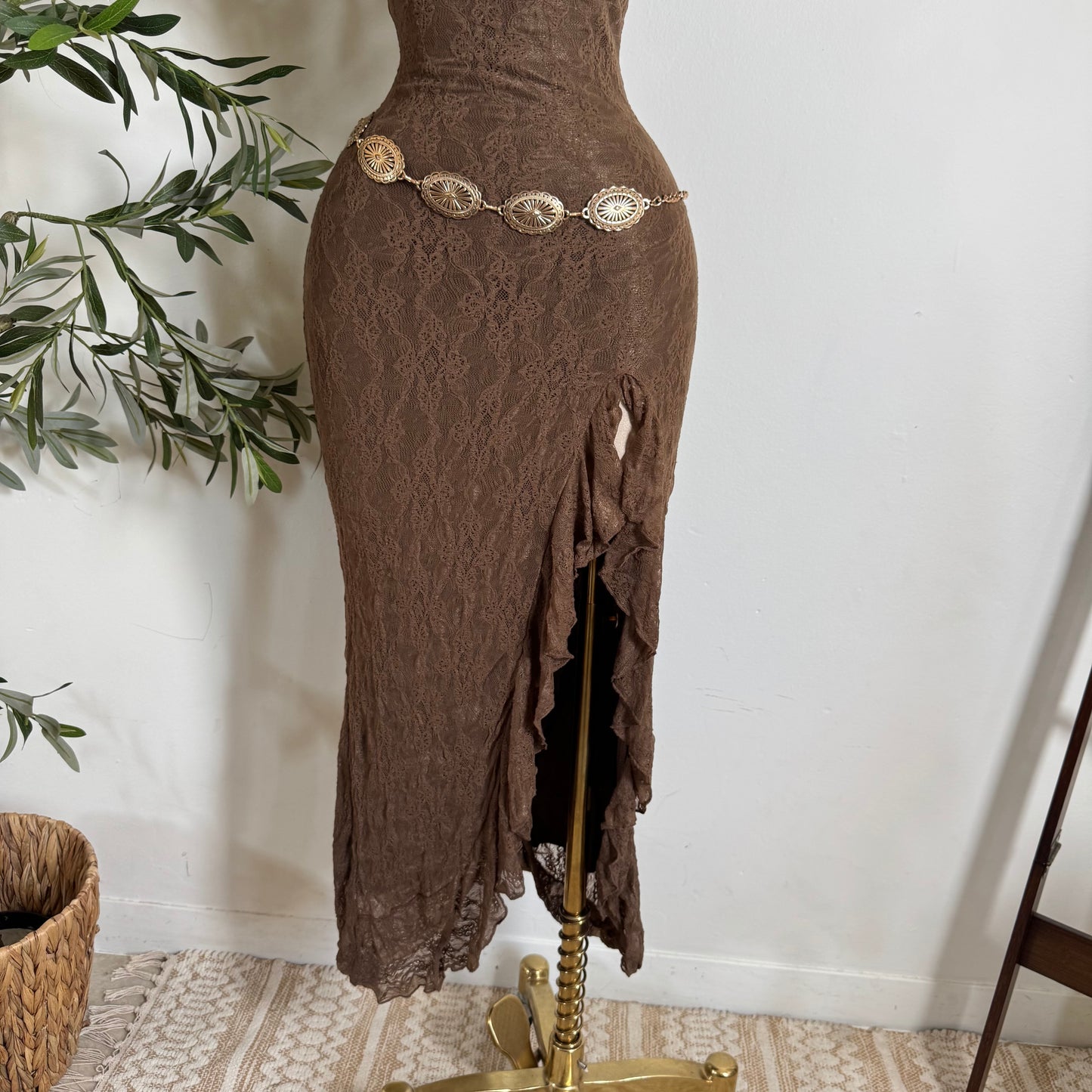 Mismaloya Dress-Lace Brown
