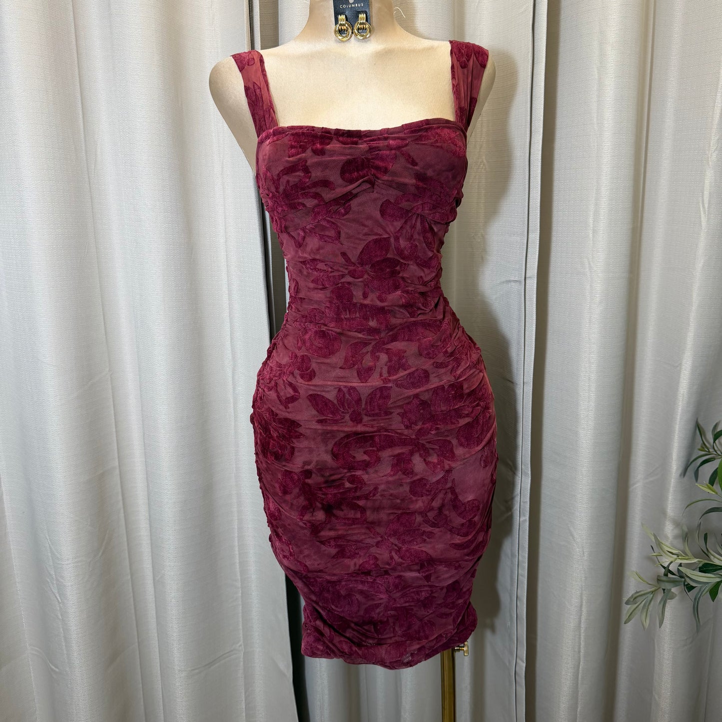 Sera Midi Dress-Burgundy