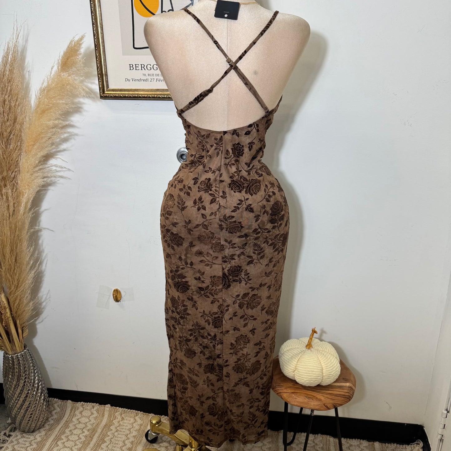 Printed Maxi Dress-Chocolate