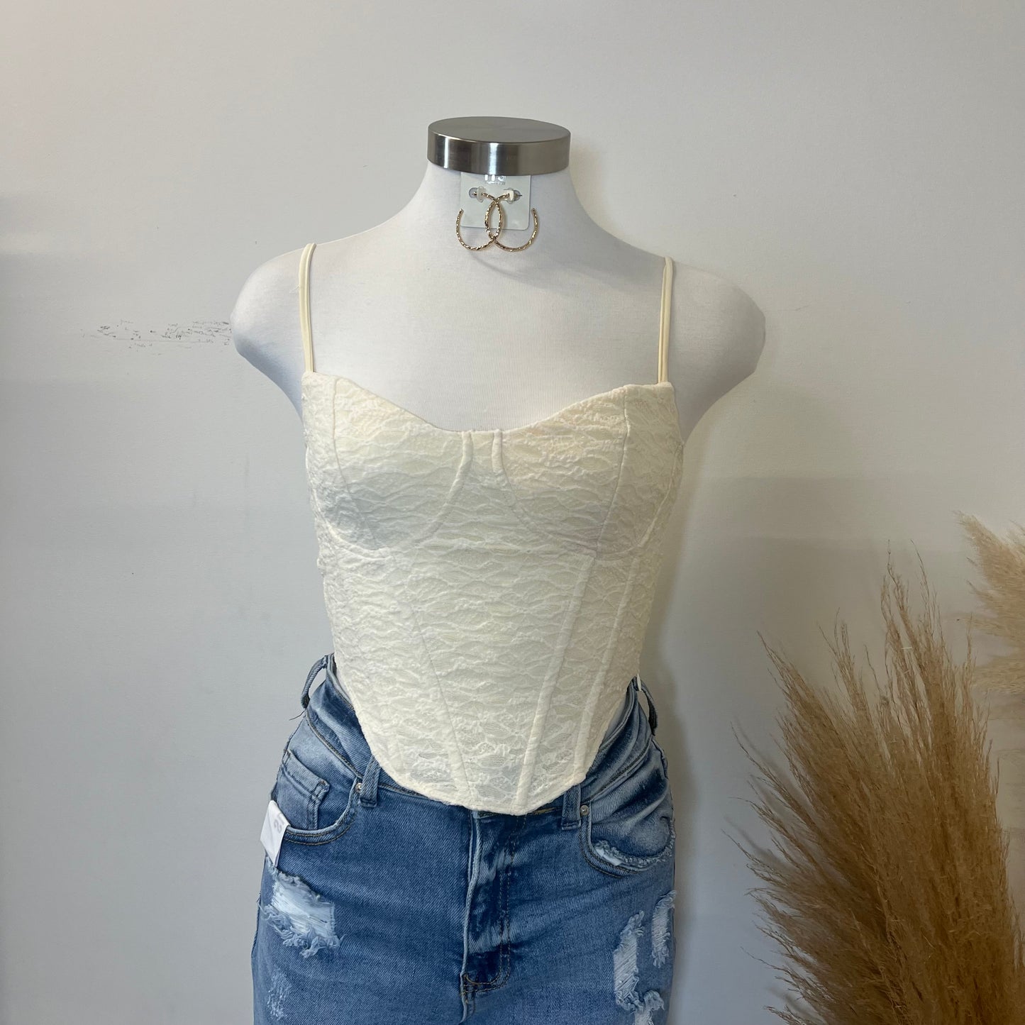 Roma Lace Top with Bolero -White