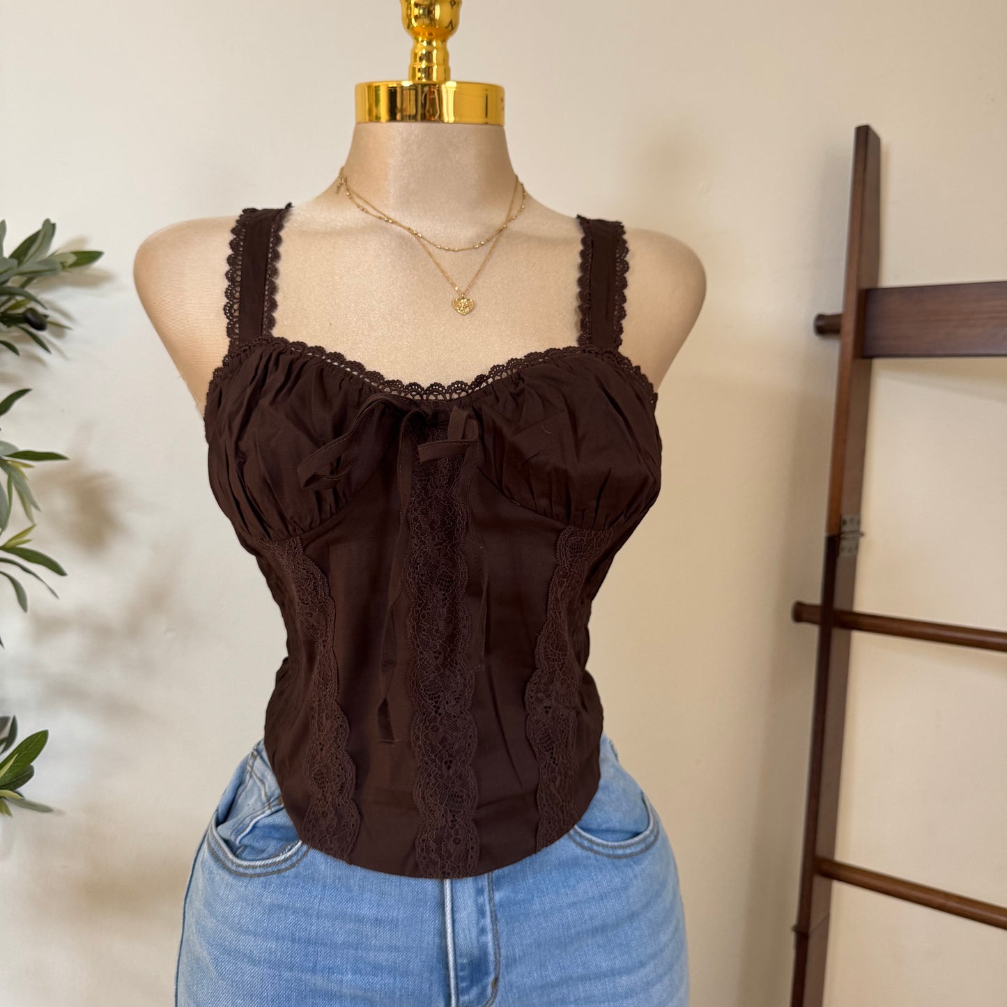 Picnic Corset Top-Brown