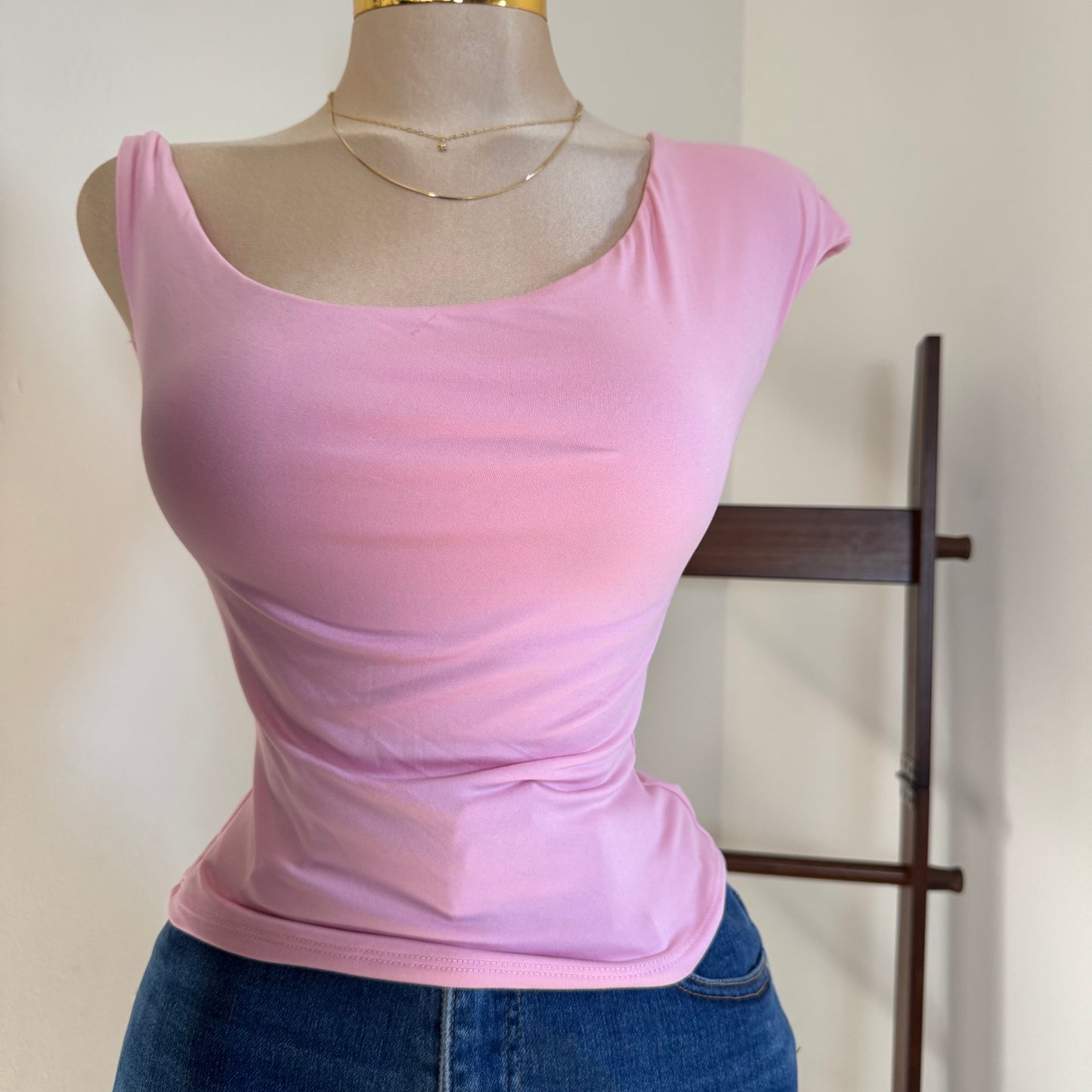 Asymmetrical Double Layered Top-Pink
