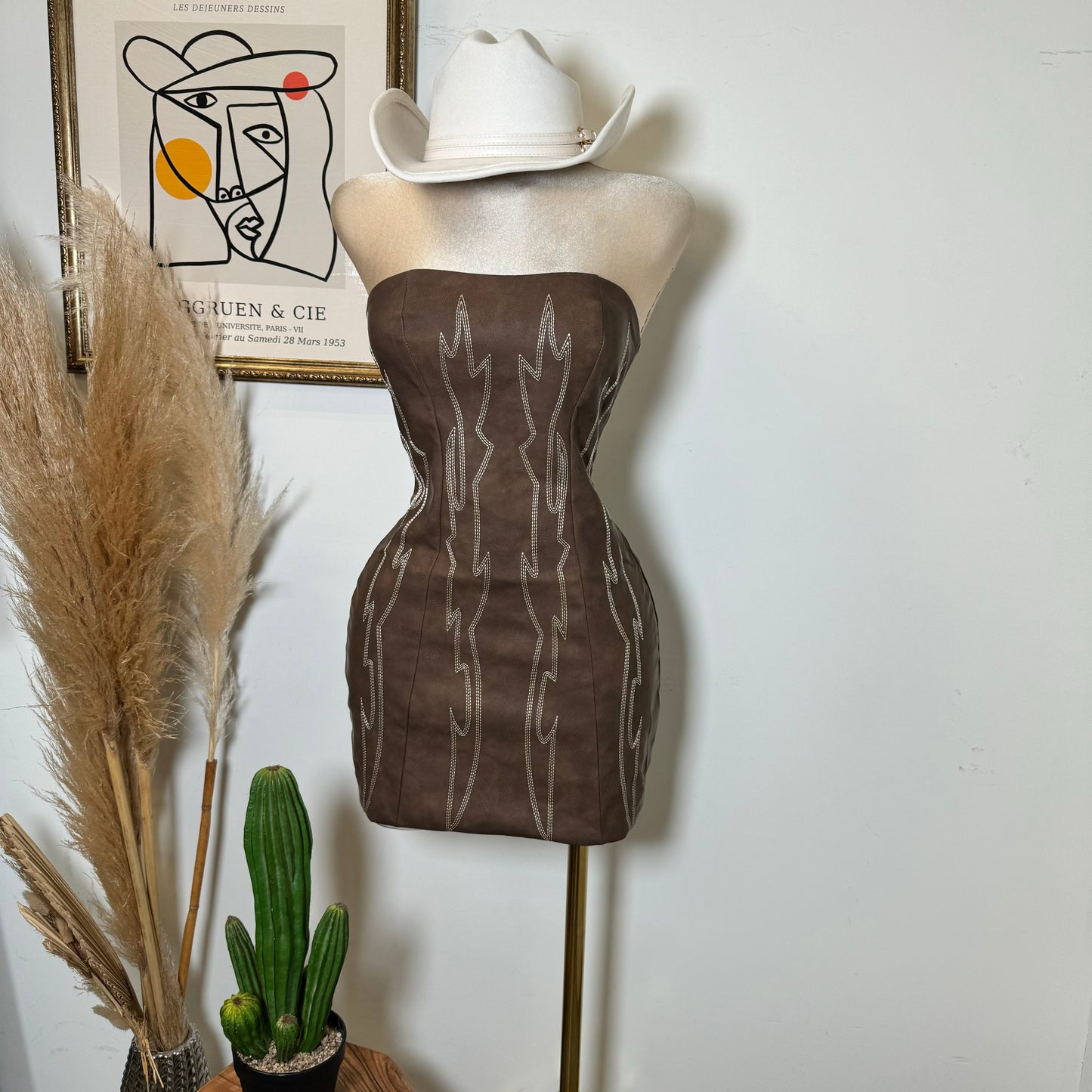 Taymara Corset Dress-Brown