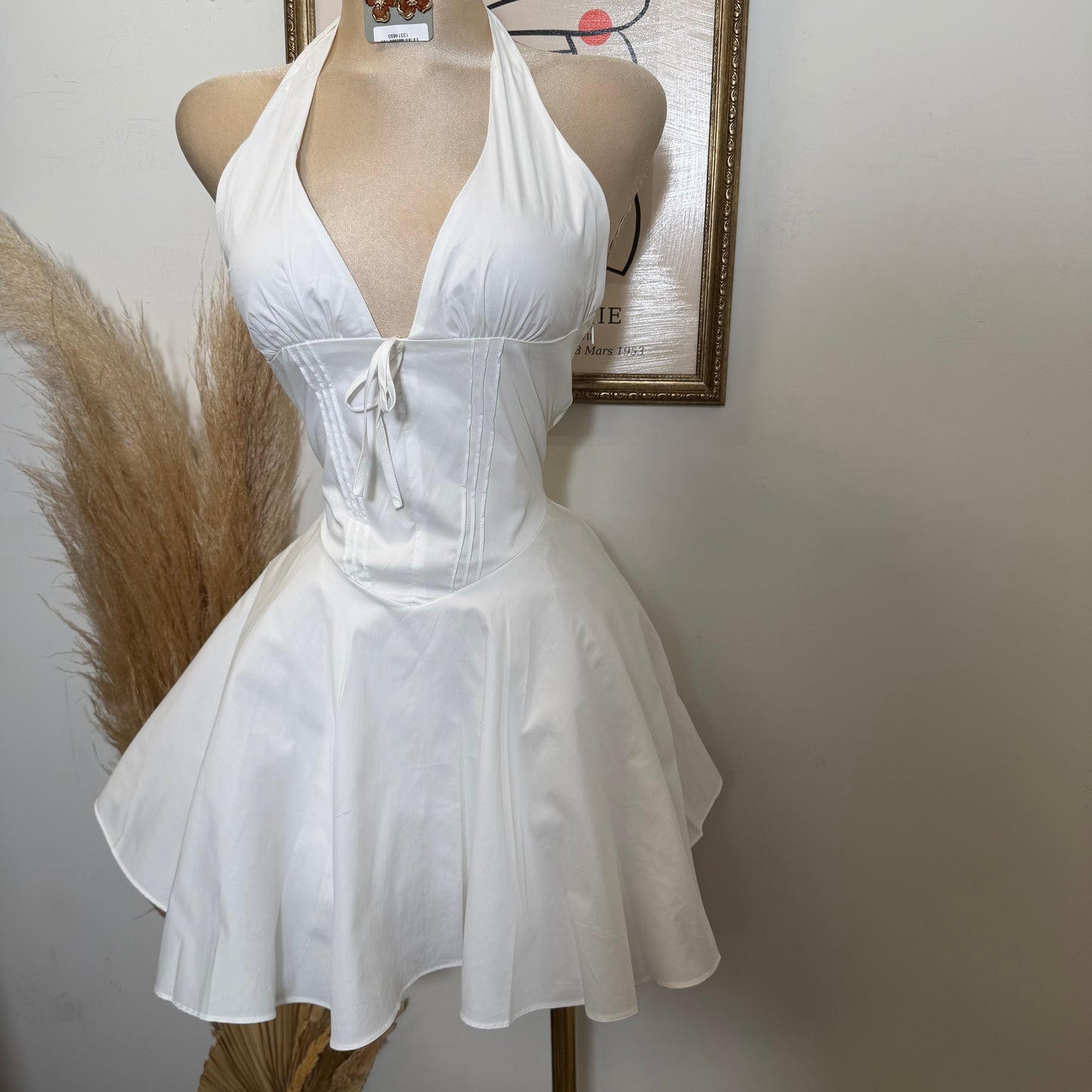 Angela Corset Halter Dress-White