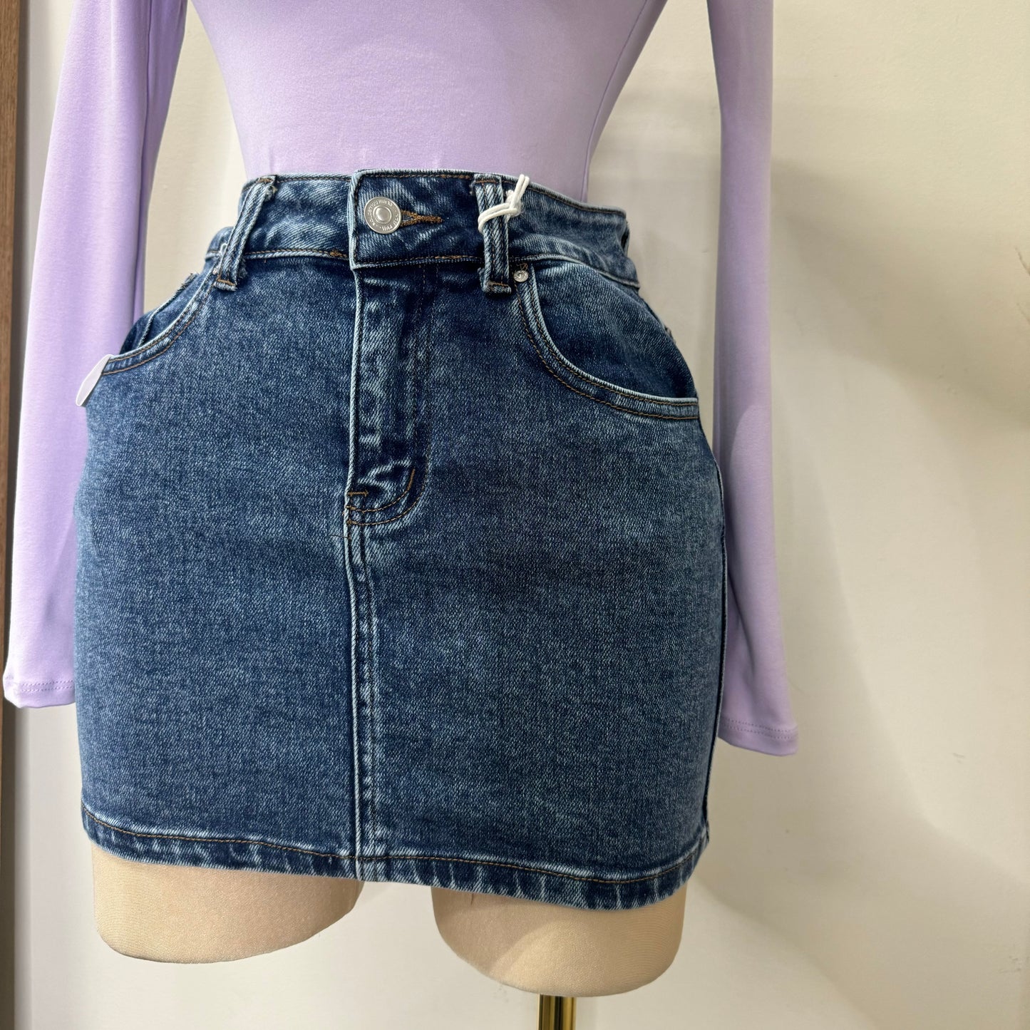 Snow Wash Mini Skirt-Blue