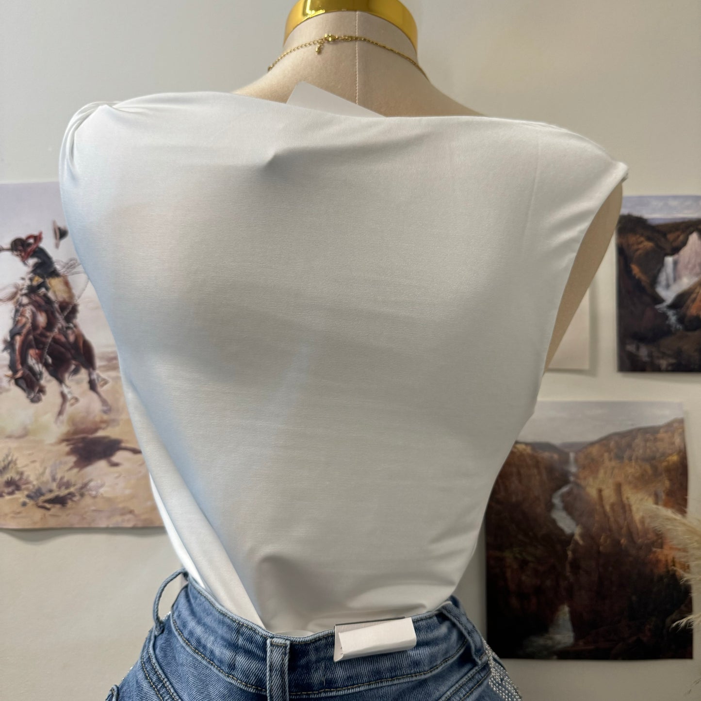 Asymmetrical Double Layered Top-White