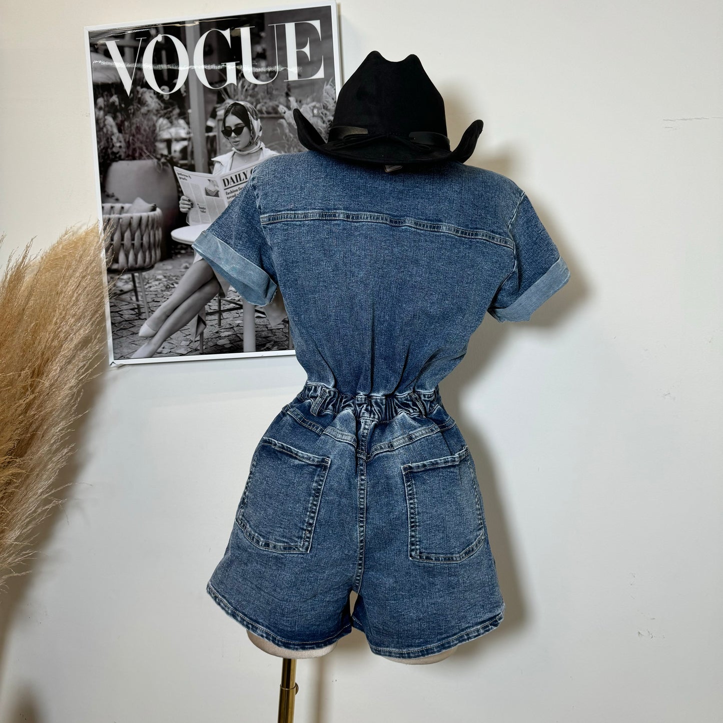 Denim Romper-Blue