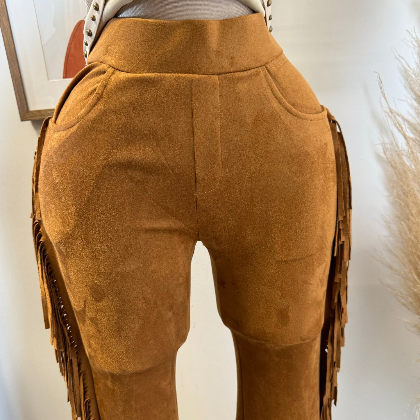 Lo Tienes Todo Fringe Pants-Camel