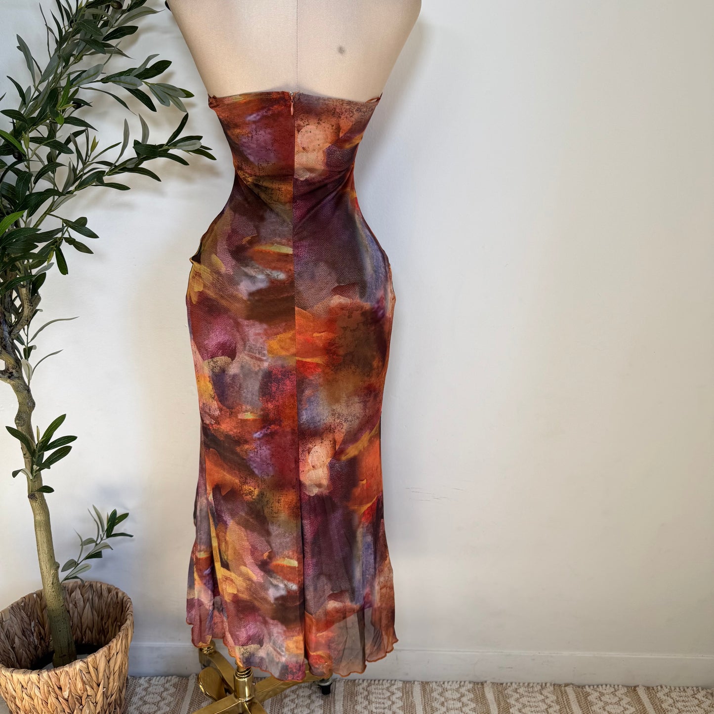 Karol Strapless Dress-Multi Orange