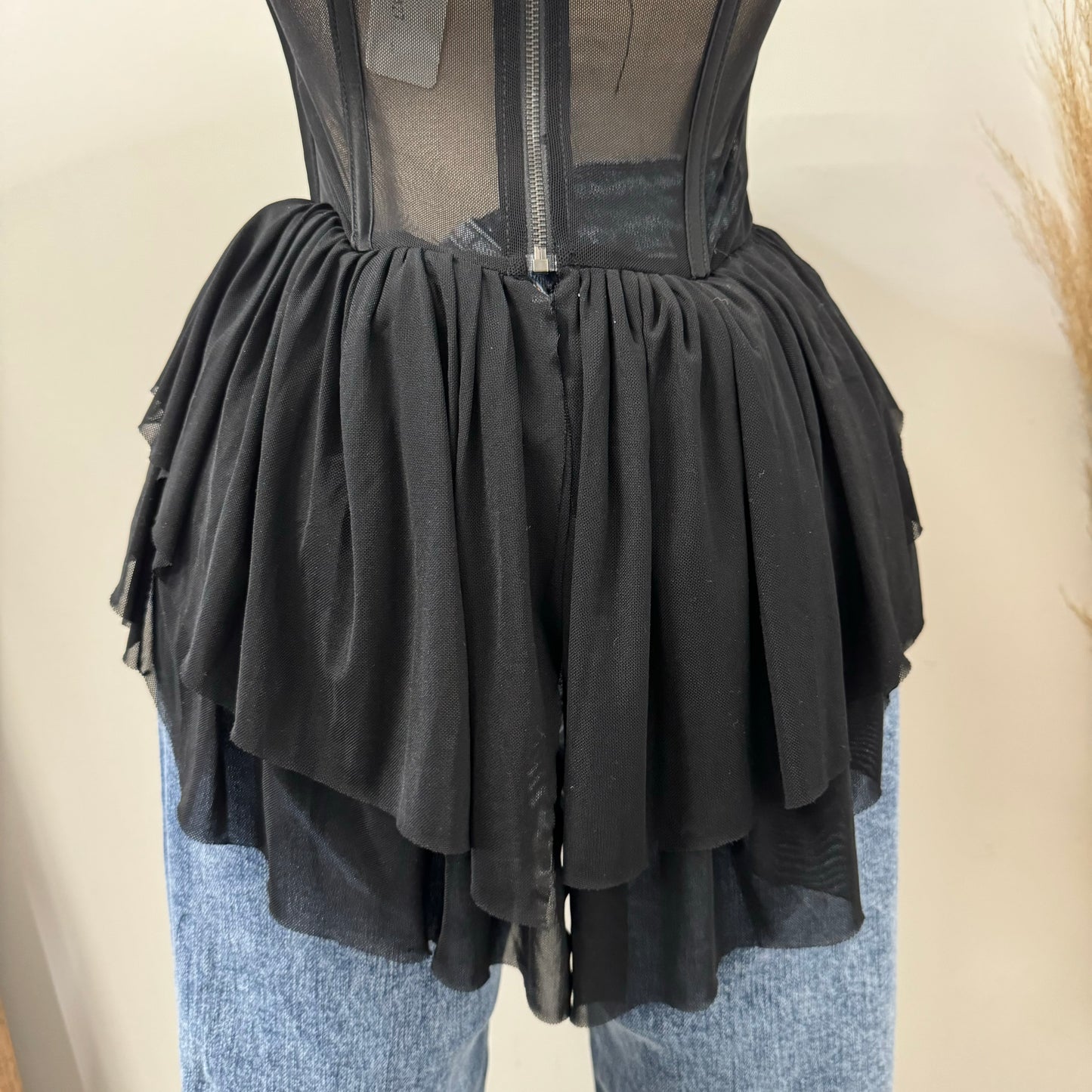 Mesh Corset Top-Black