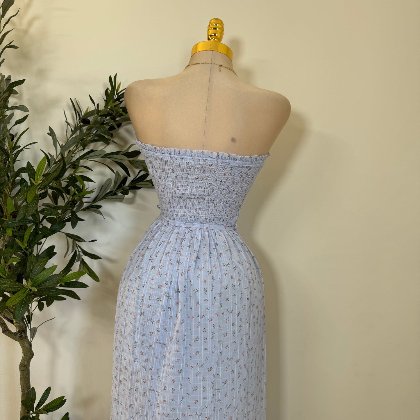 Strapless Maxi Dress-Baby Blue