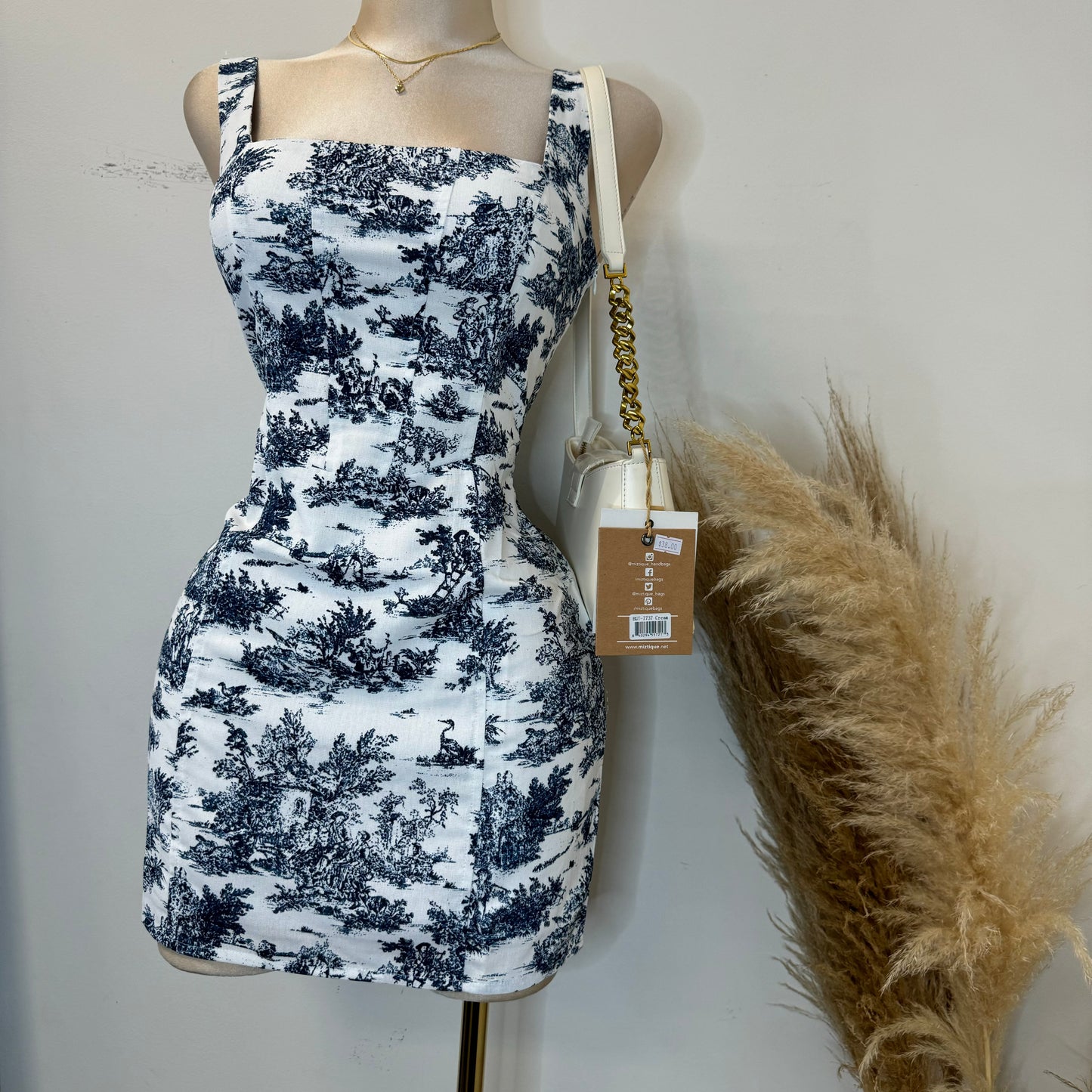 Hayden Corset Dress-Blue/White