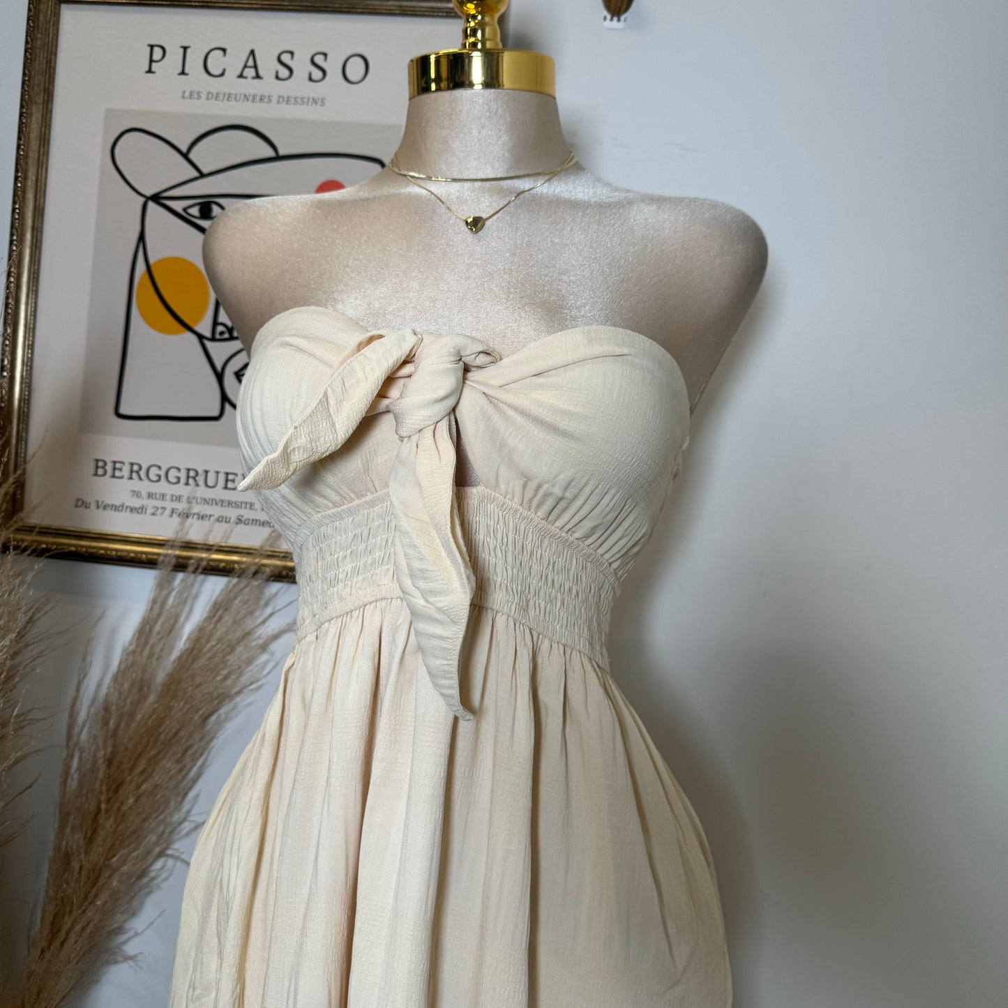 Strapless Maxi Dress-Baby Yellow
