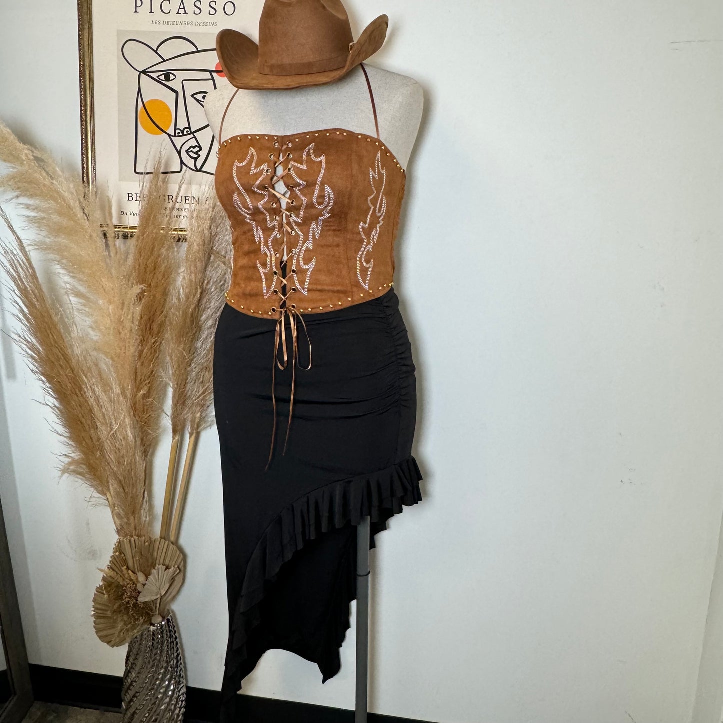 La Yaquesita Corset Top Plus size -Brown