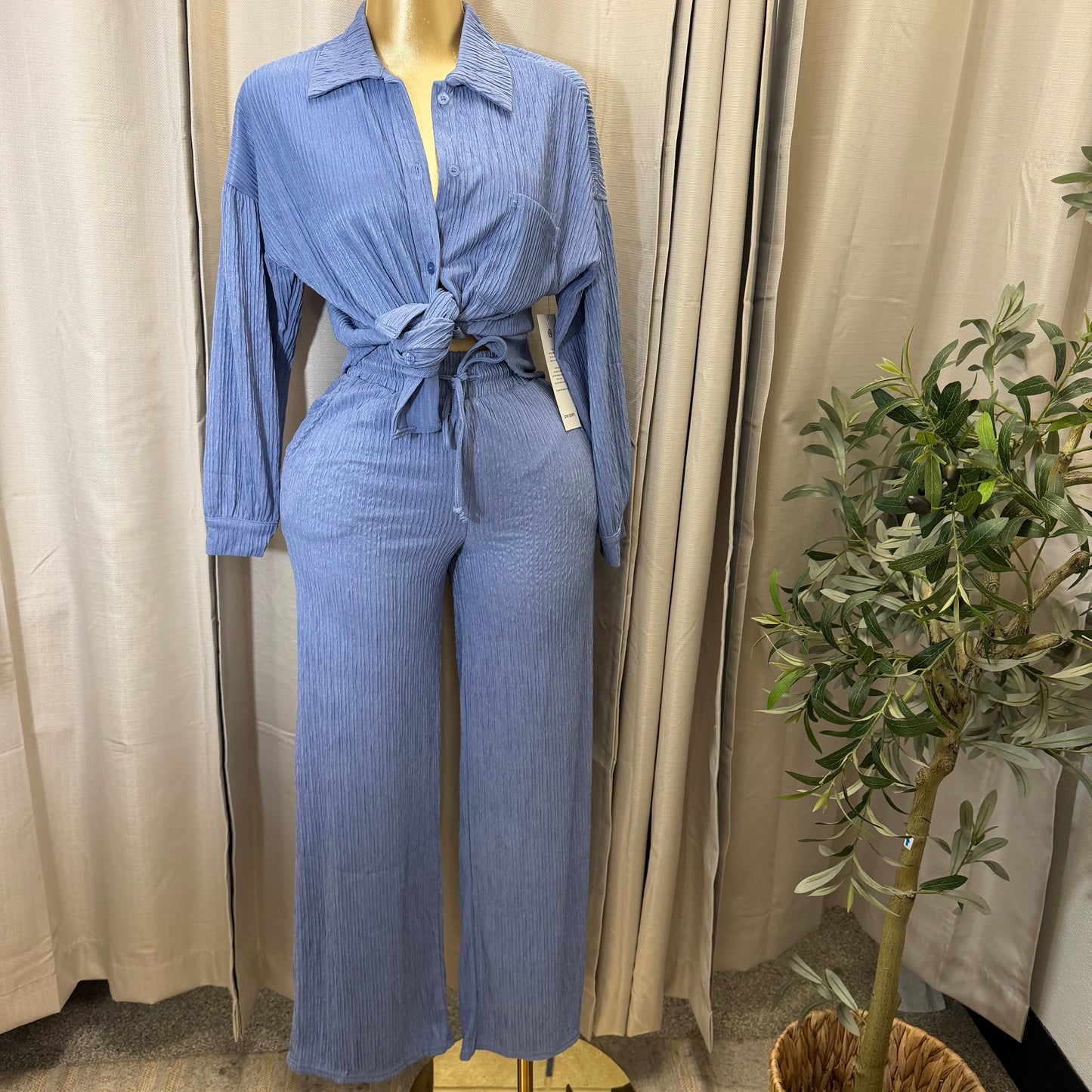 Long sleeve Pant Set-Baby Blue