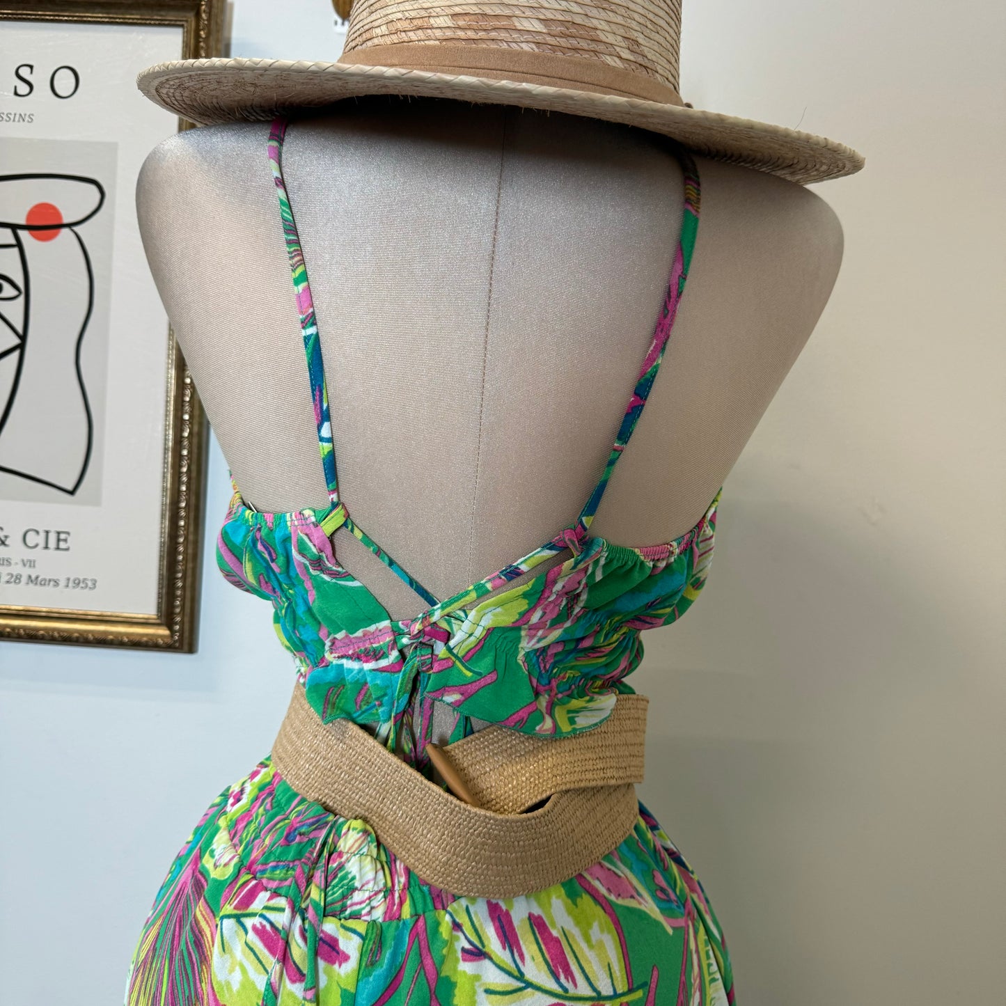 Adamari Pant Set-Green/Hot Pink