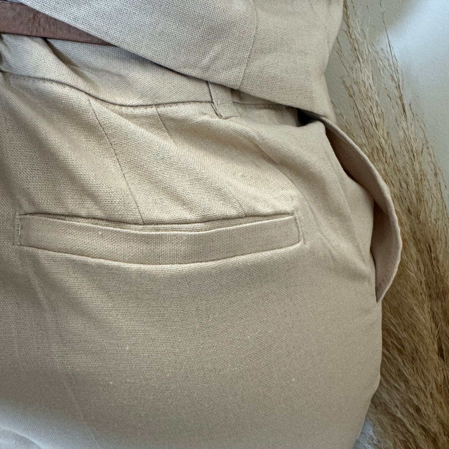Kiora Pant Set with Belt-Beige