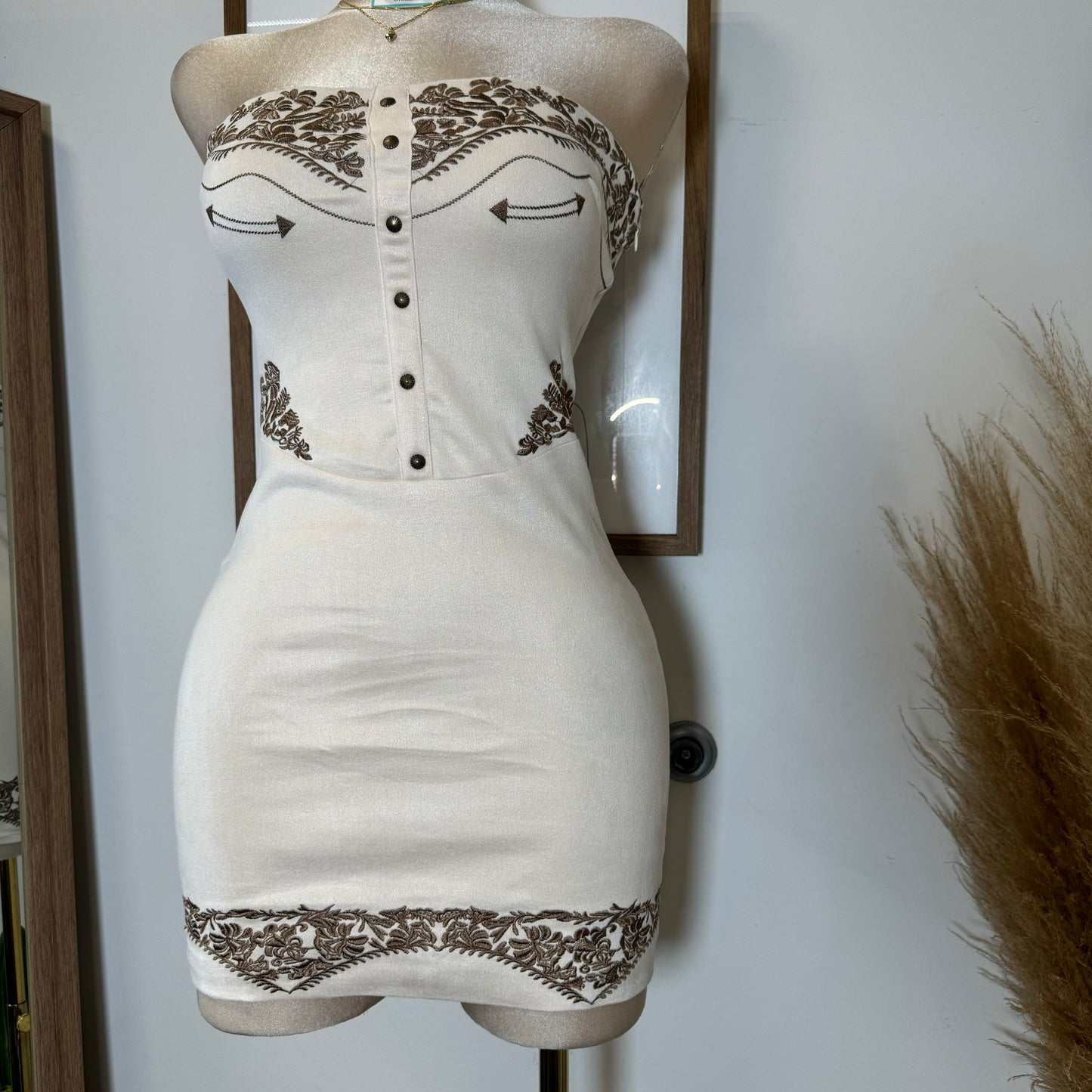 La Bota Suede Dress-Cream