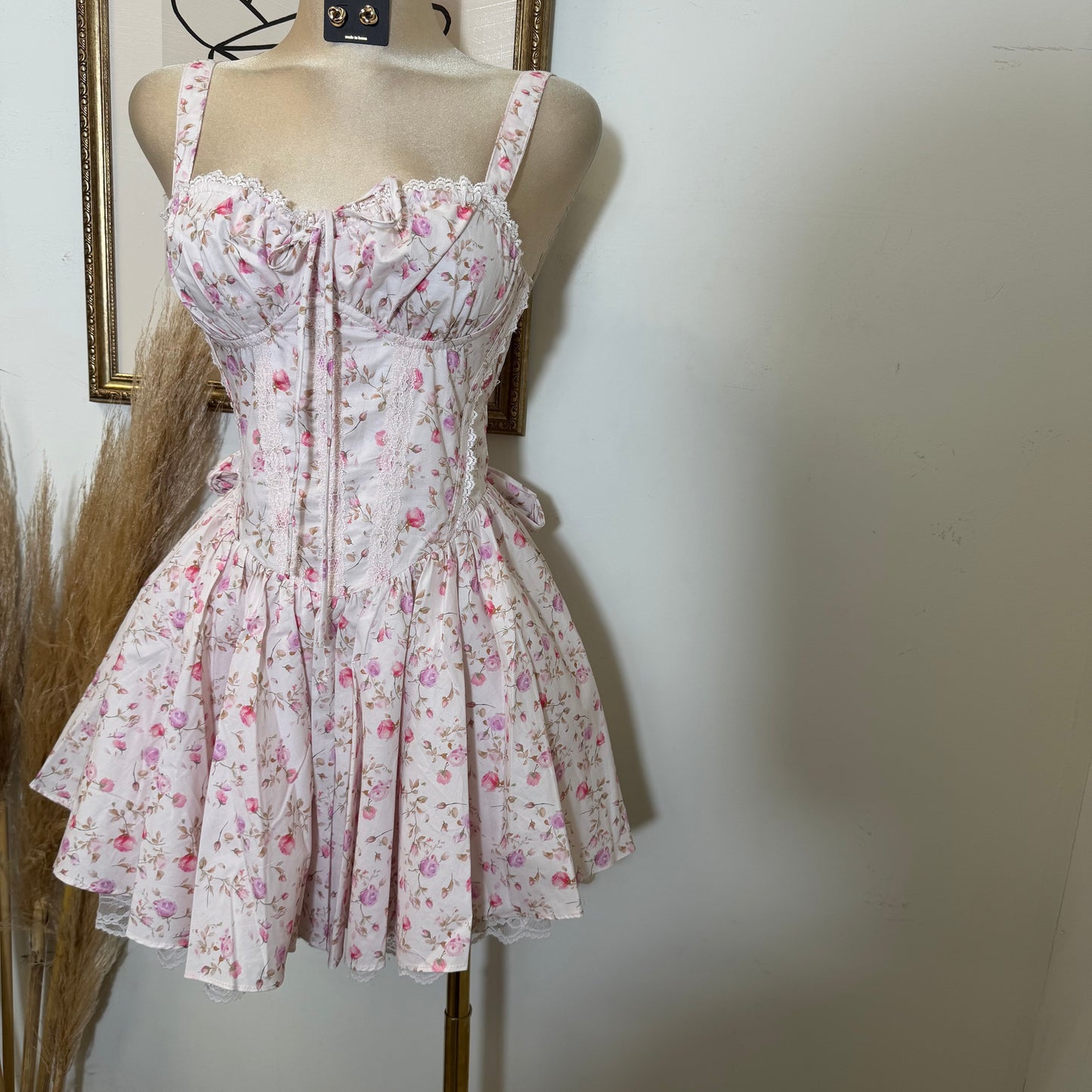 Rosa Flower Poplin Dress-Pink