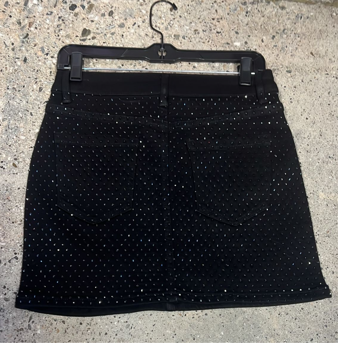 Rhinestone Denim Skirt -Black