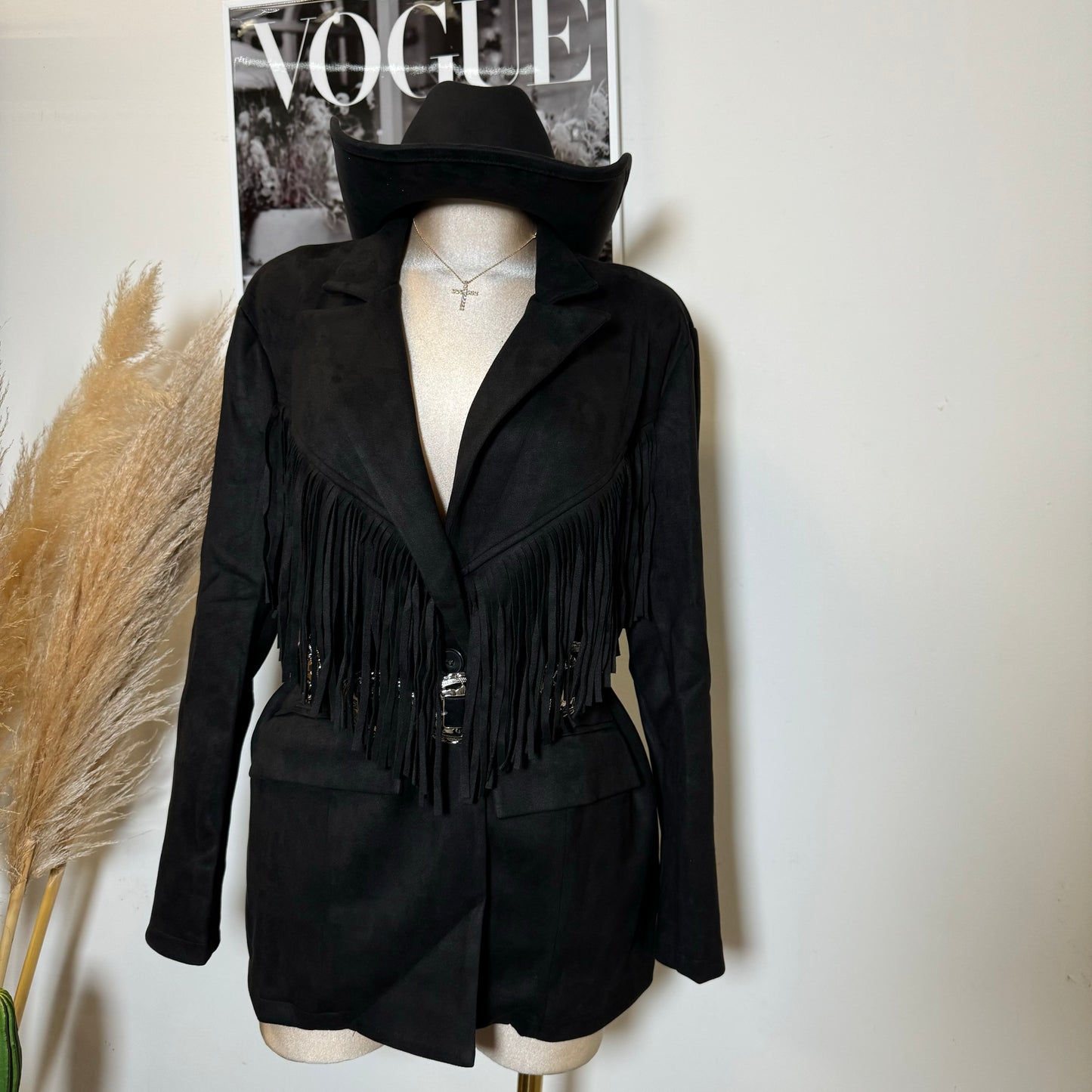 Fringe Blazer-Black