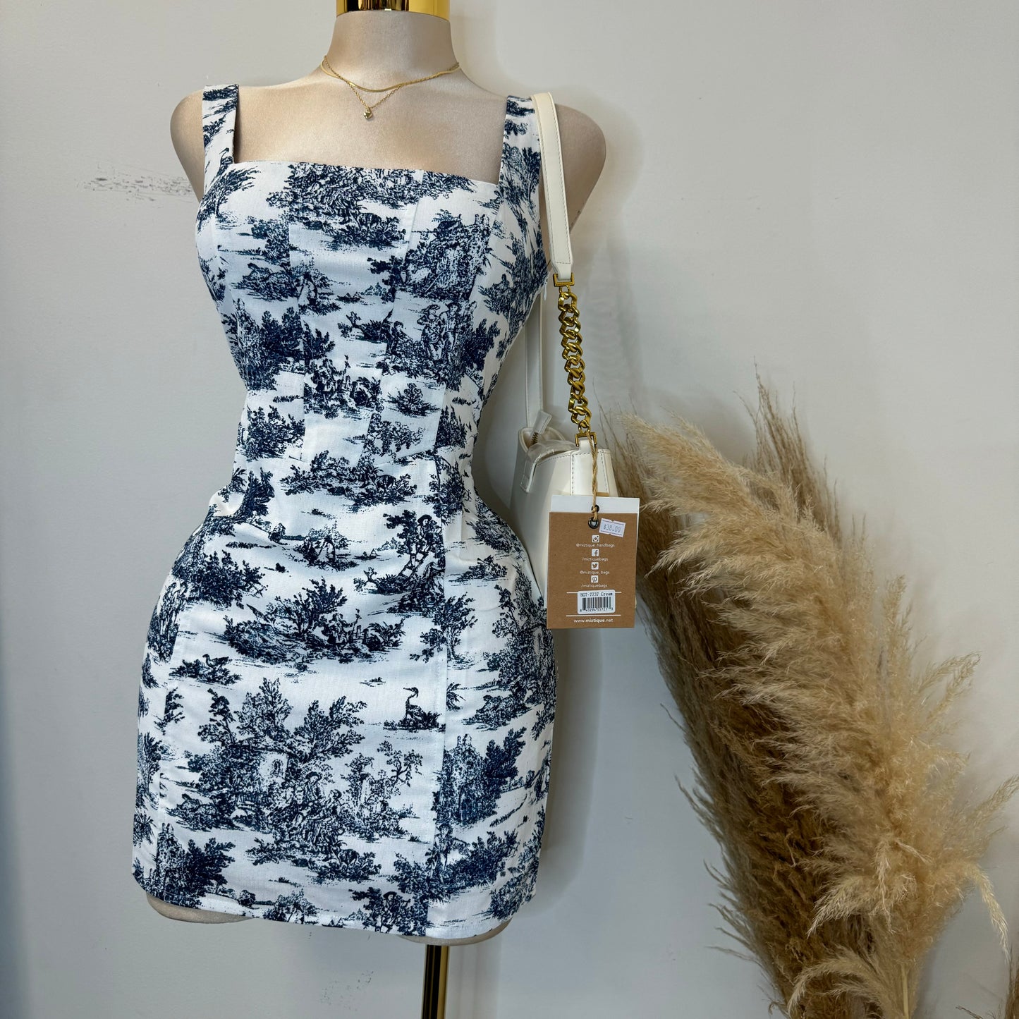 Hayden Corset Dress-Blue/White