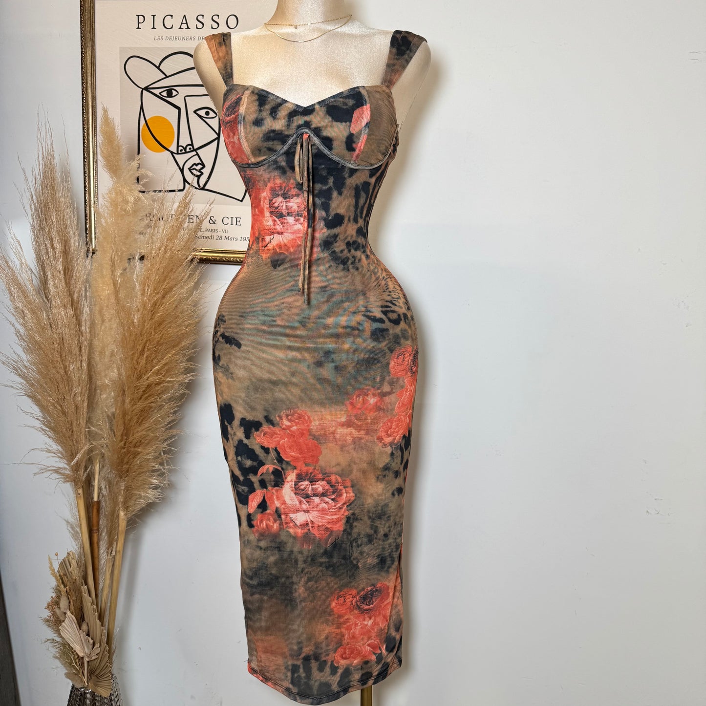 Zulu Mesh Dress-Multi Red