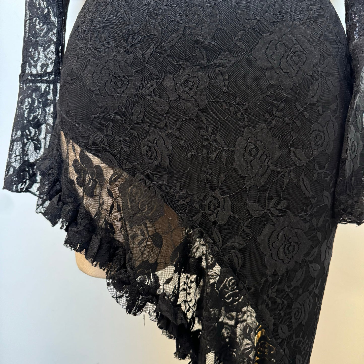 Off Shoulder Lace Dress-Black1