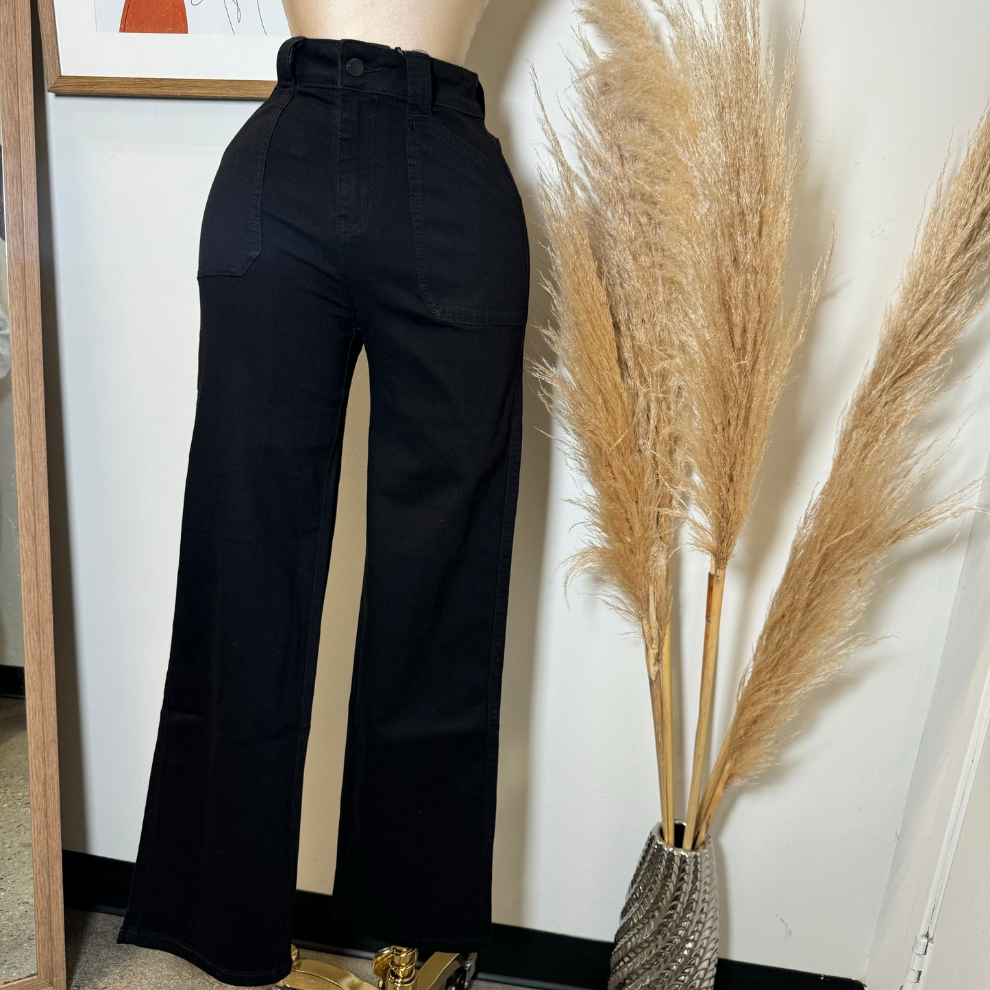 V2628 High Wide Leg-Black
