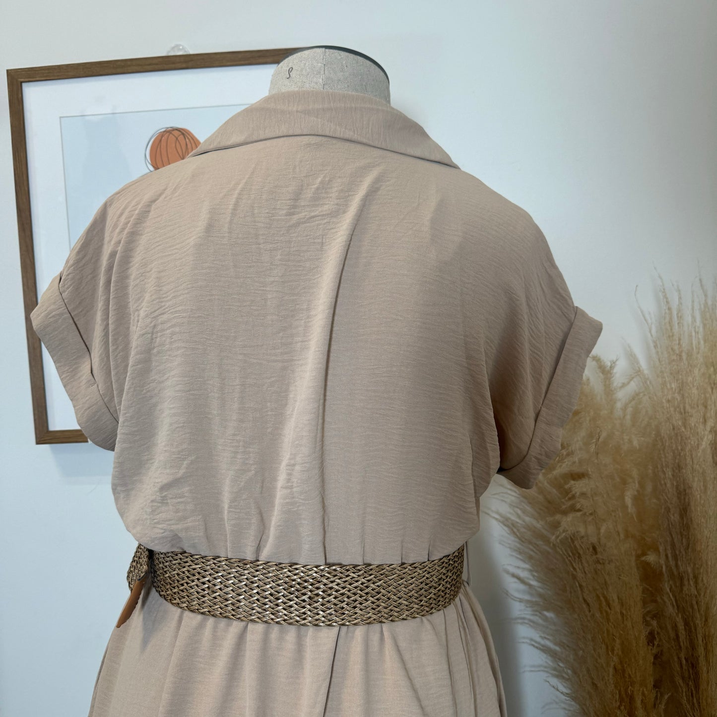 Lorel Dress with Belt PL-Taupe