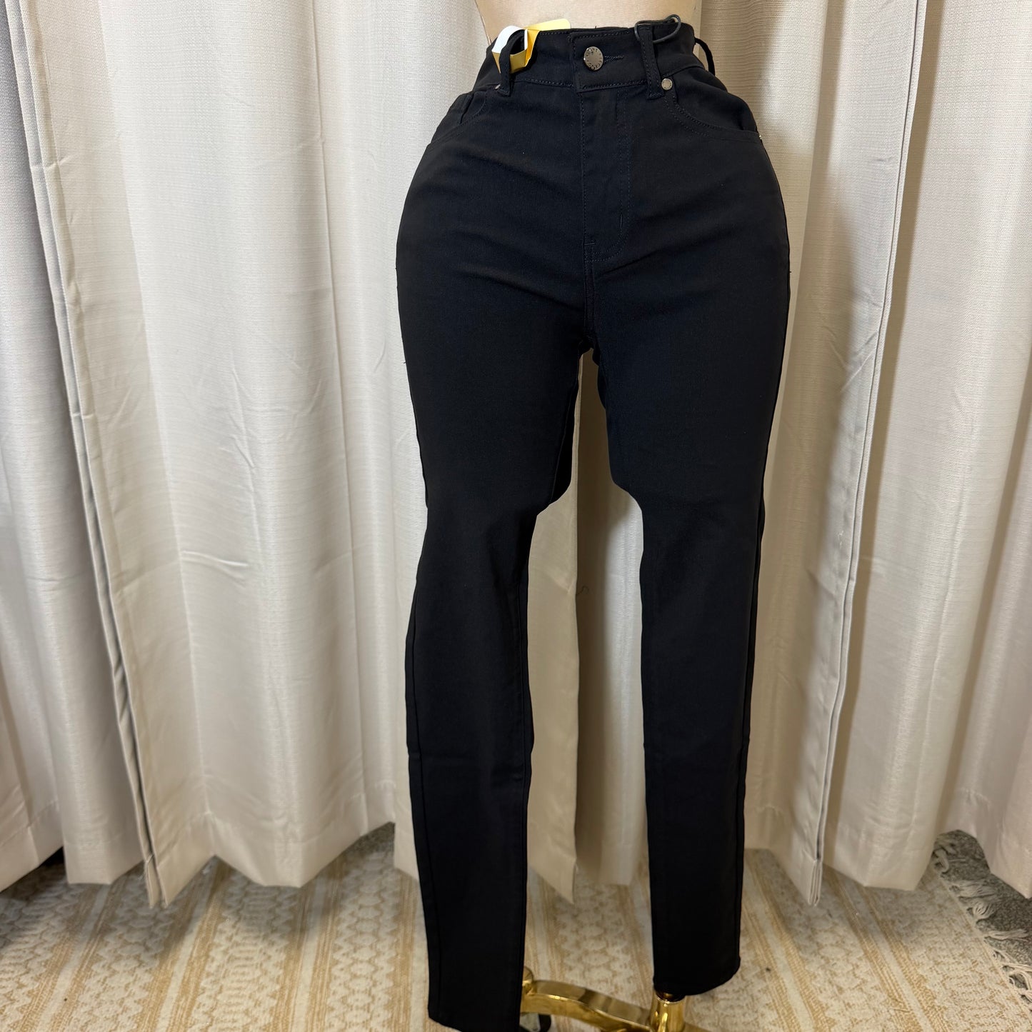 Skinny Stretchy High waisted pants-Black