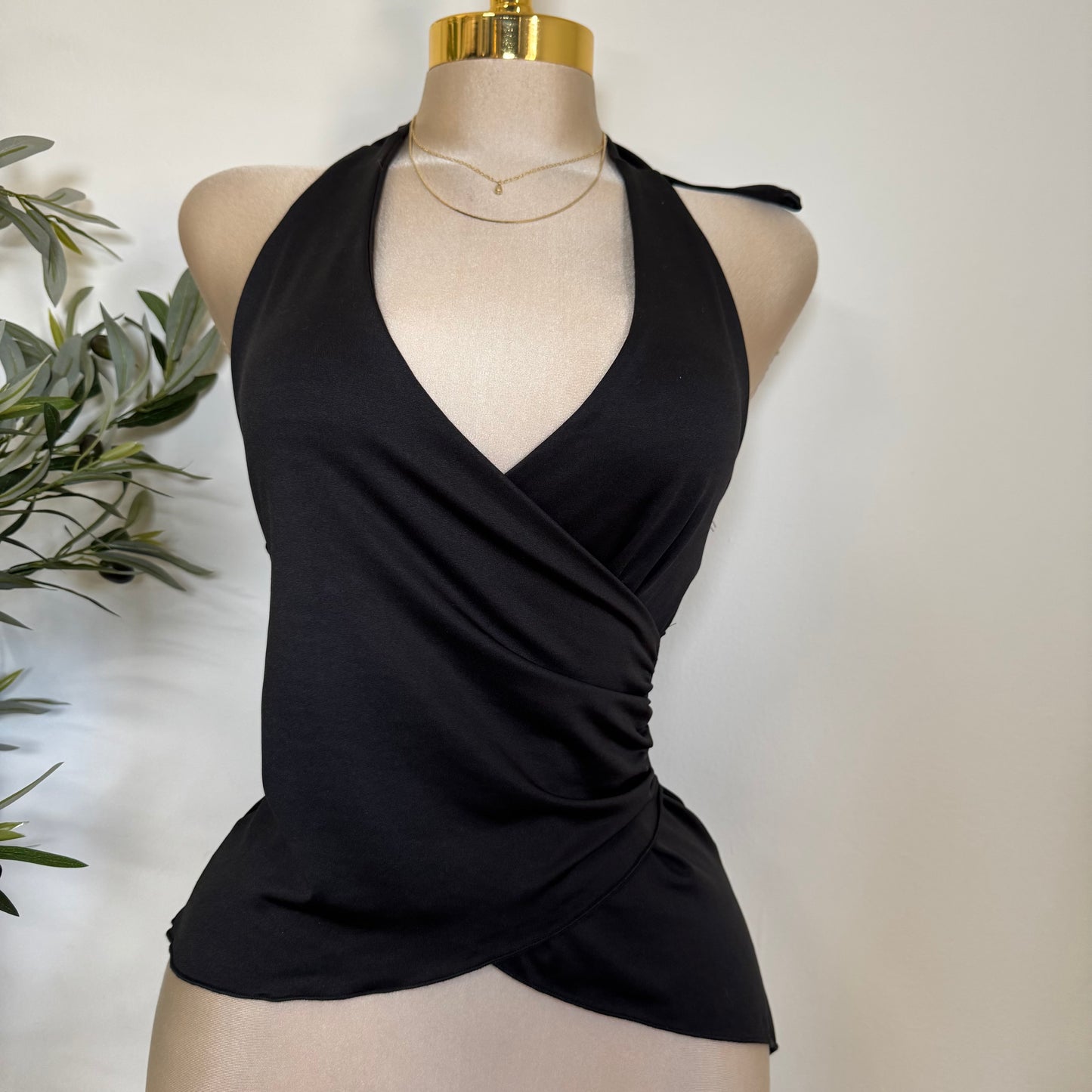 Halter Double Layered Top-Black