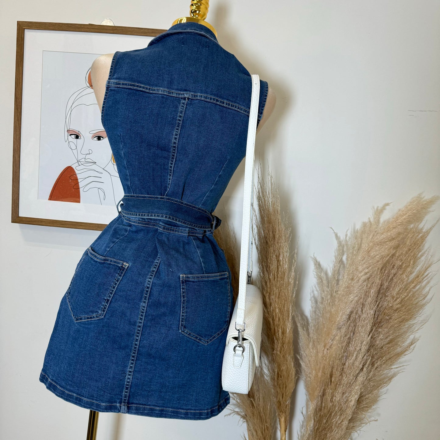 Vaquera Denim Belt Dress-Blue