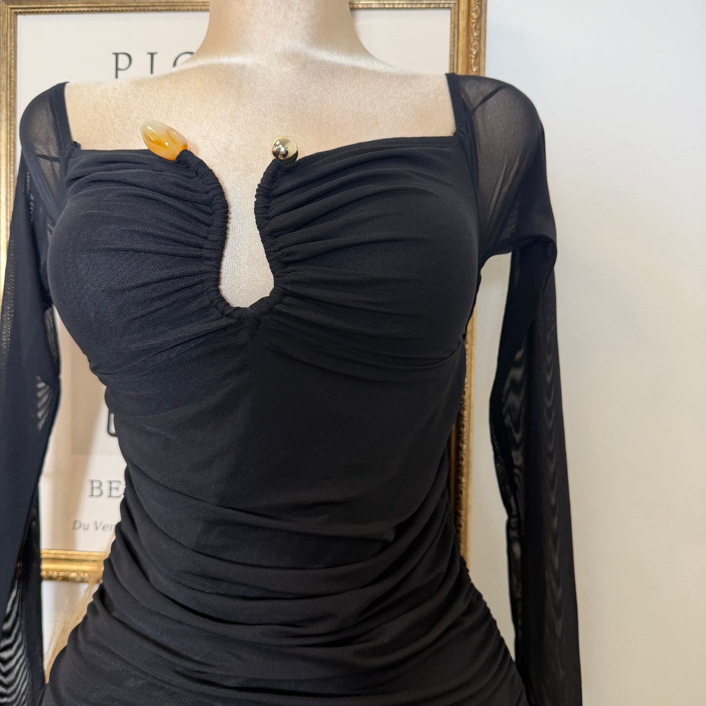 Off Shoulder Ruched Bodycon Mini Dress-Black