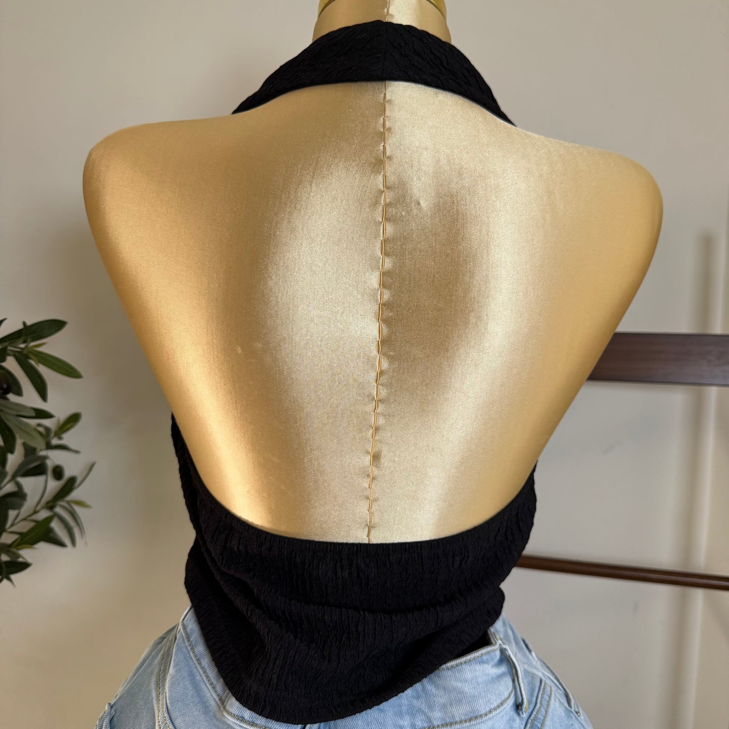 Cowl Crop Top PL-black