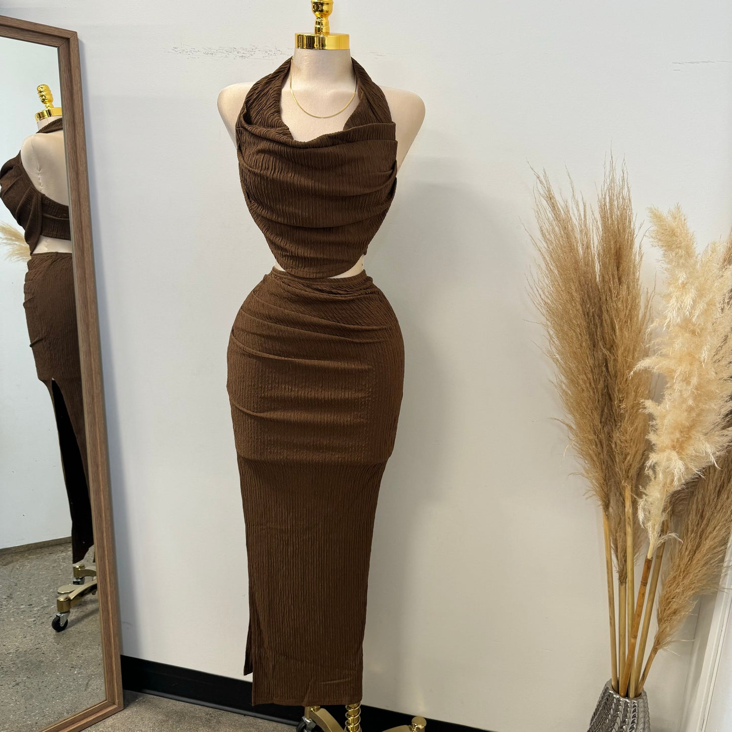 Coco Two piece Set-BROWN is