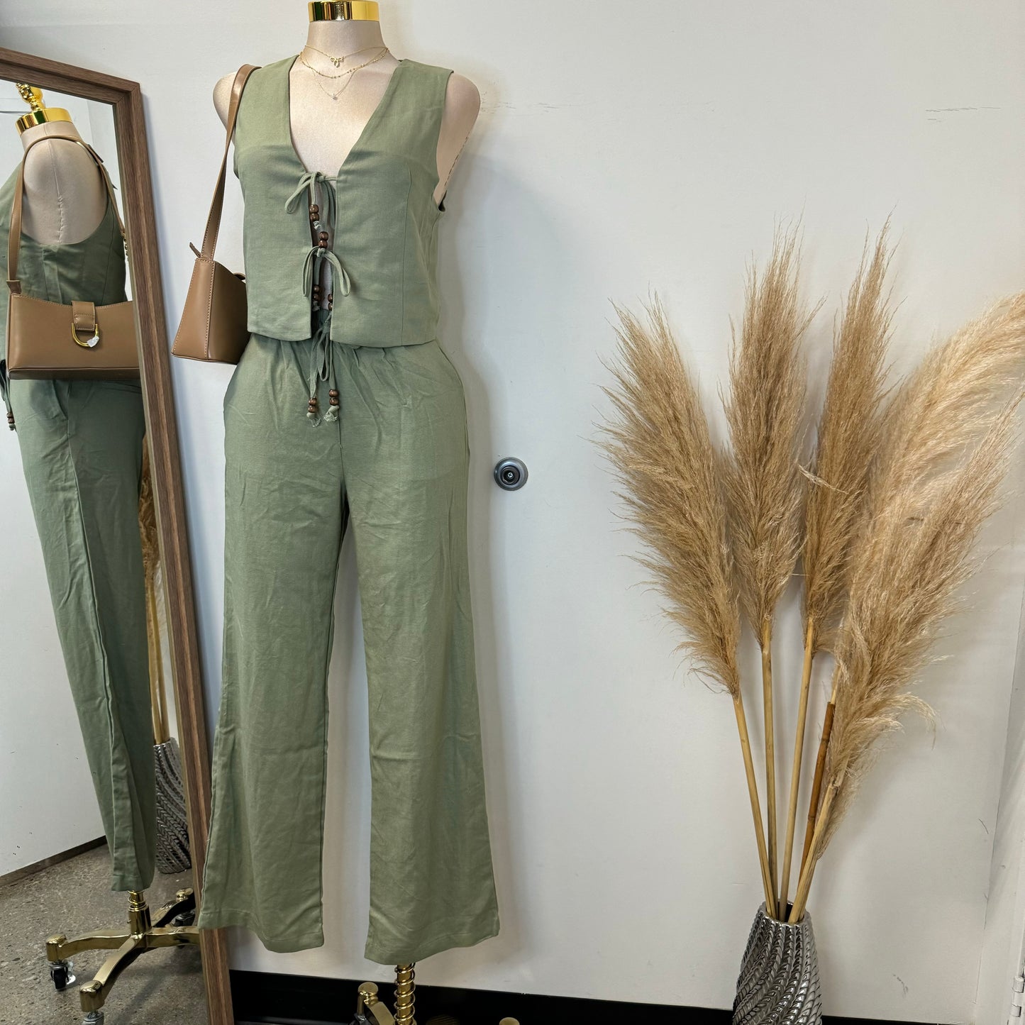 Knot Pant Set-Sage Green