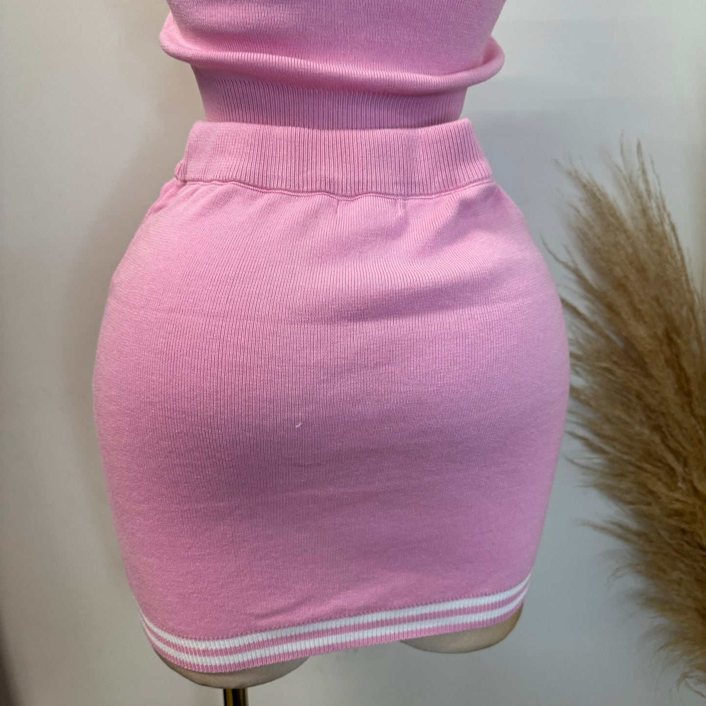 Liza Three piece Skirt Set-Pink